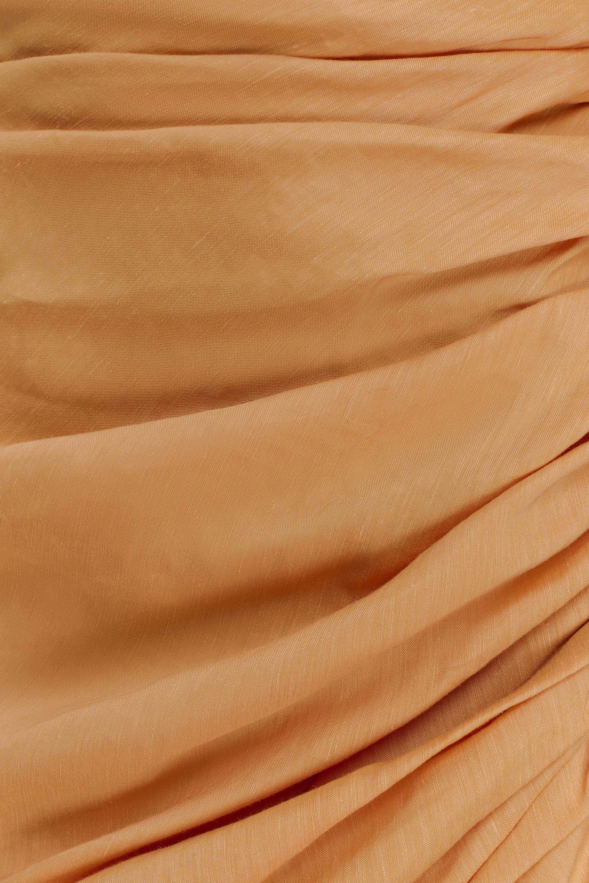 Birgit Linen Midi Dress With Hardware - Deep Peach #6