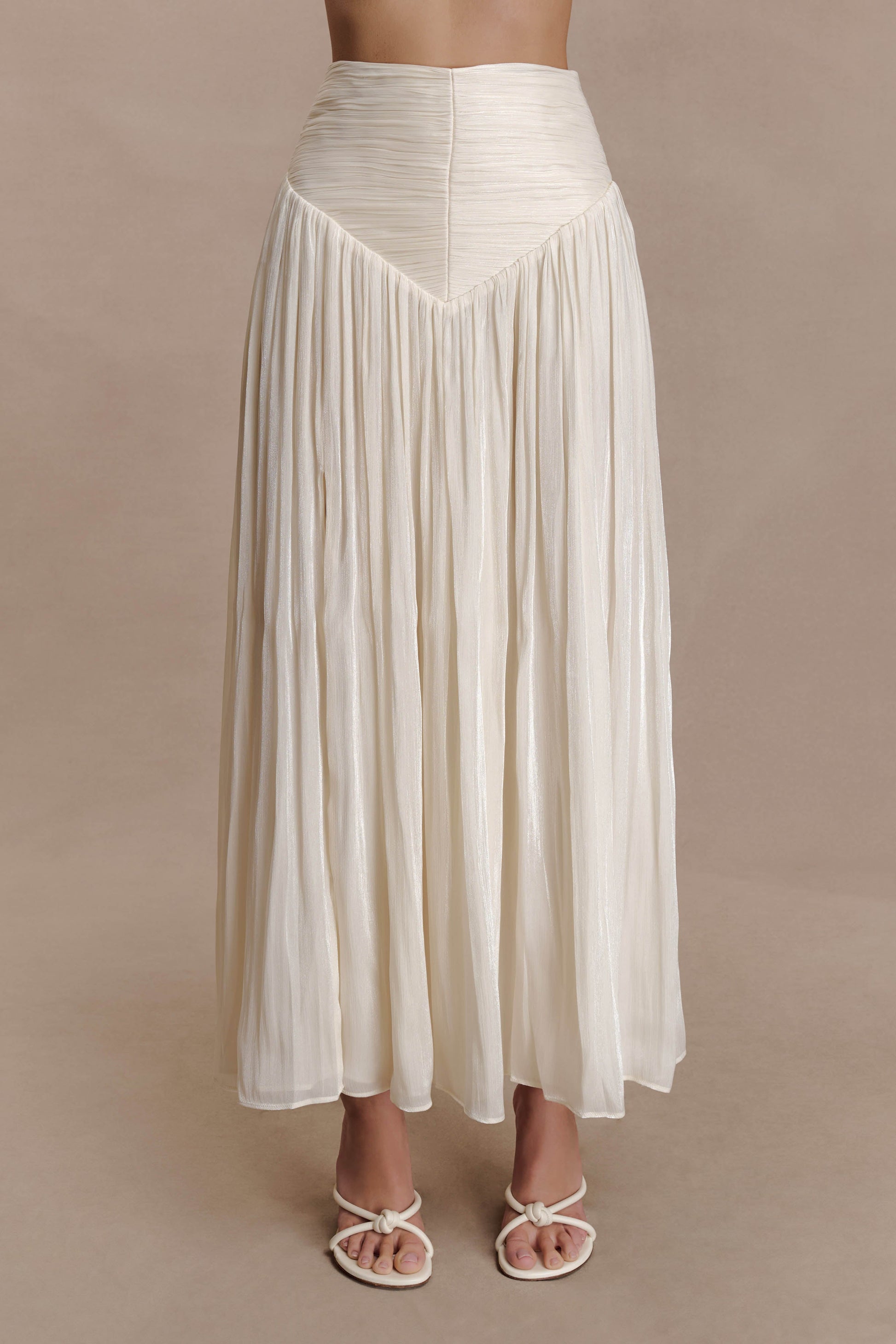 Makena Gathered Midi Skirt - Opal White #8