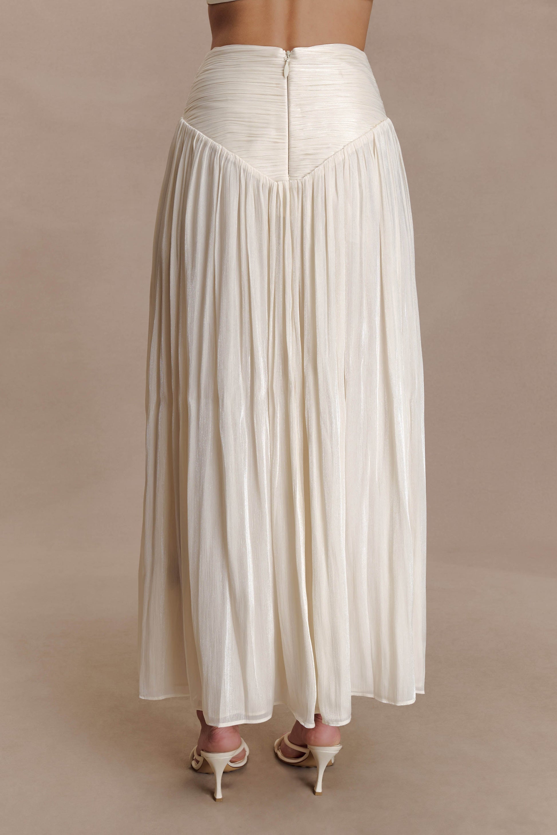 Makena Gathered Midi Skirt - Opal White #6