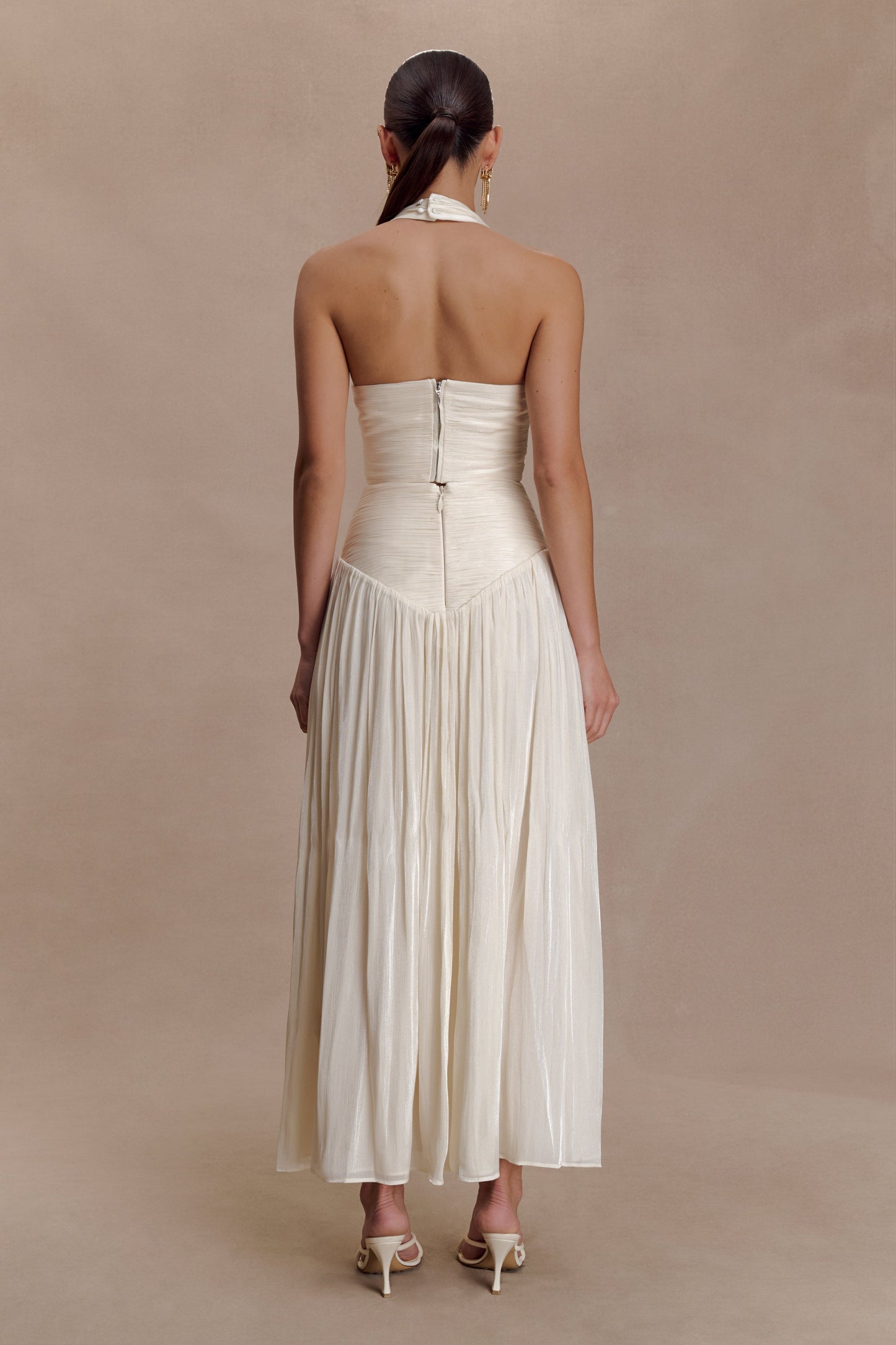 Makena Gathered Midi Skirt - Opal White