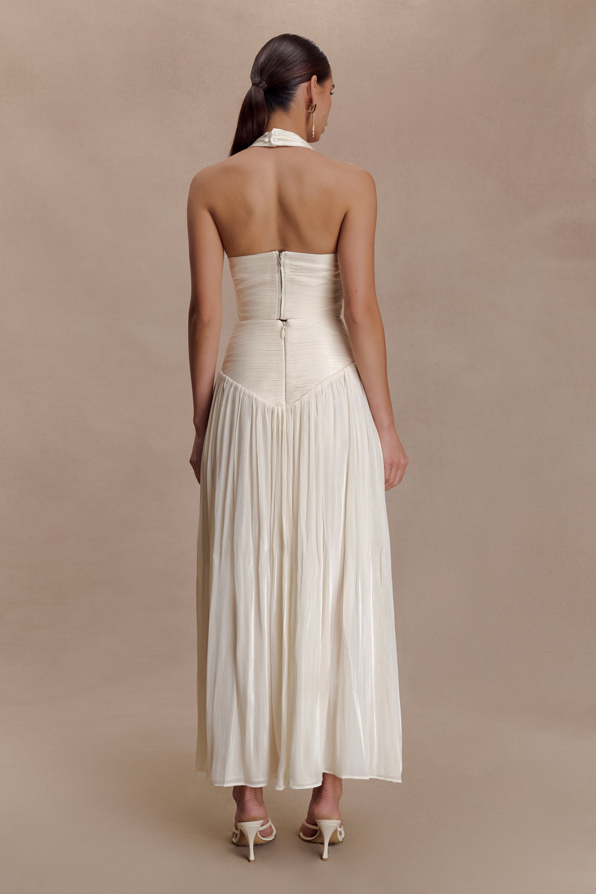 Makena Gathered V Neck Top - Opal White #6