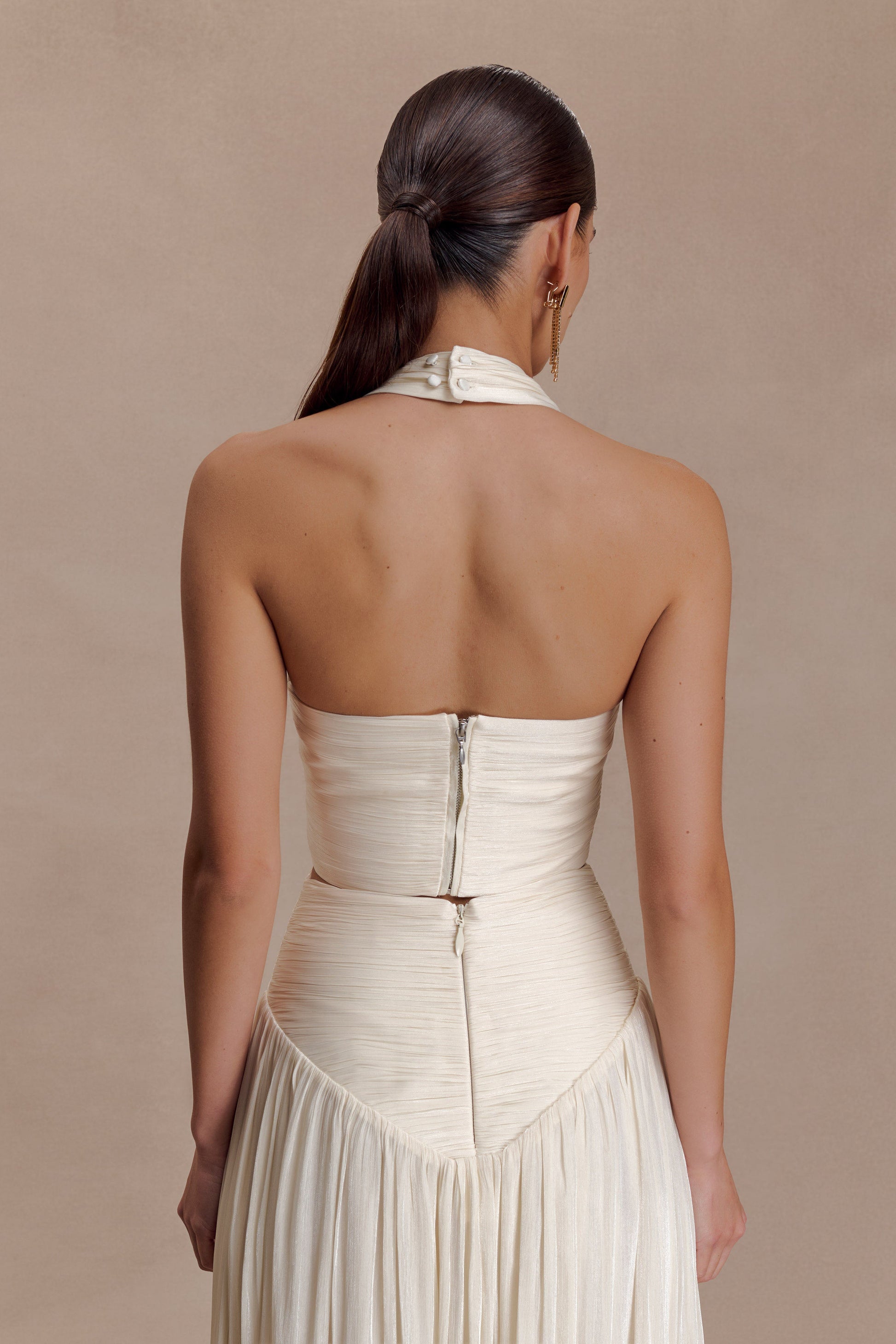 Makena Gathered V Neck Top - Opal White #3