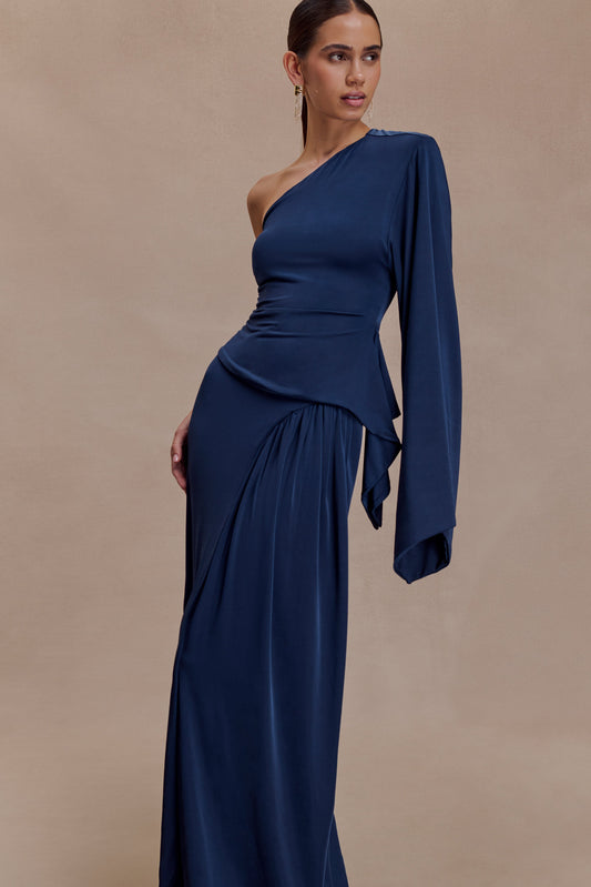 Vivica Slinky One Shoulder Top - Midnight Navy
