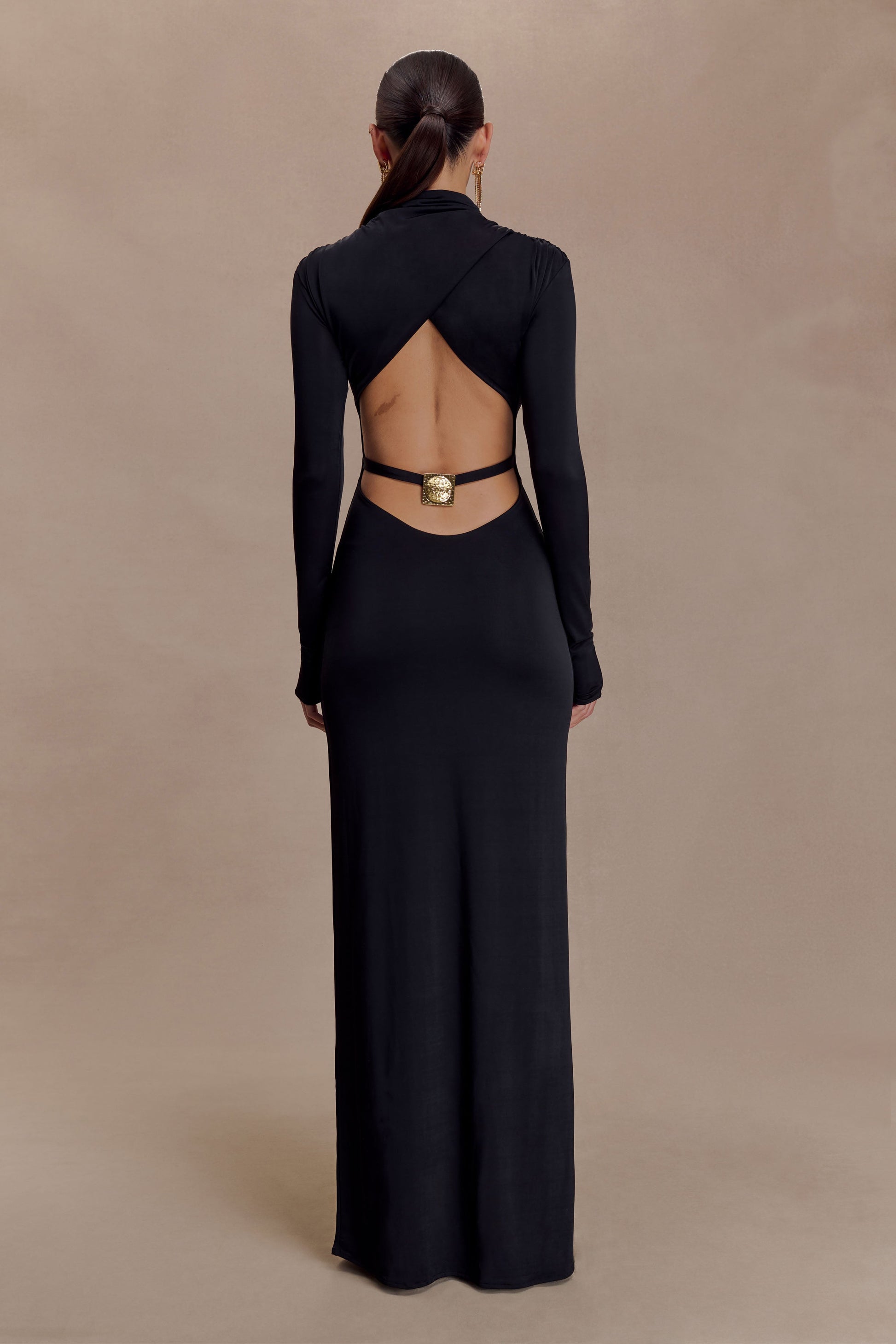 Kiyah Slinky Cut Out Maxi Dress - Black #3