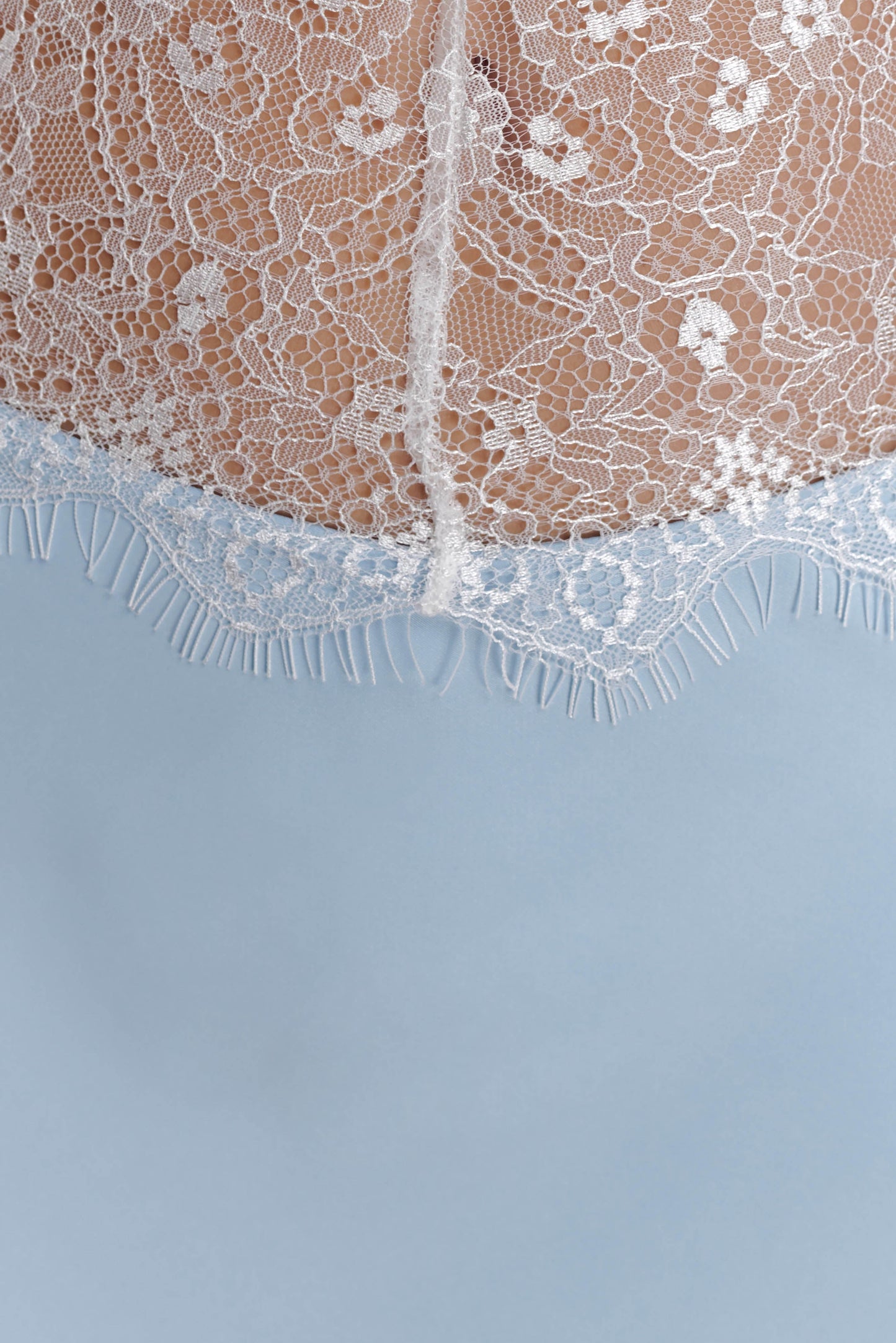 Pilar Strapless Satin And Lace Maxi Dress - Cornflower Blue