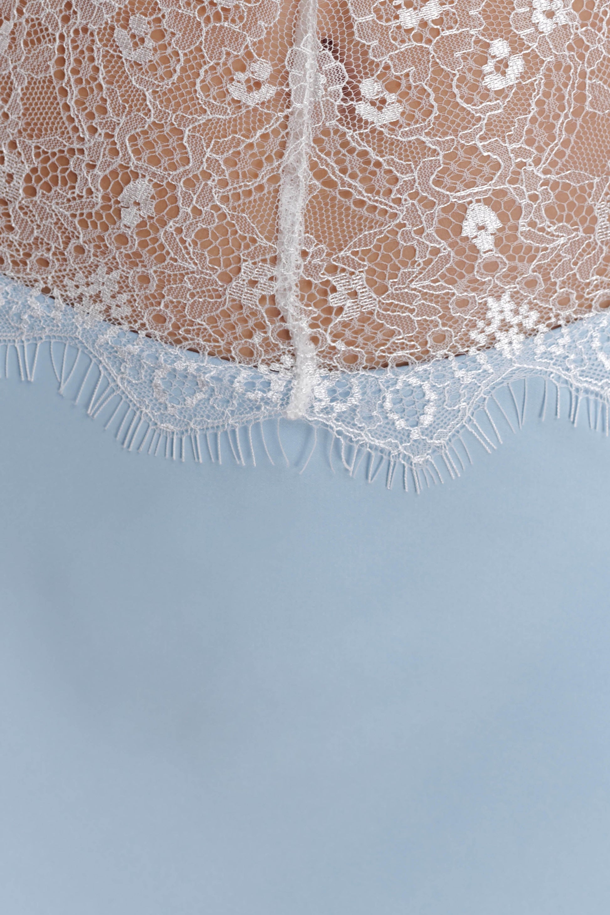 Pilar Strapless Satin And Lace Maxi Dress - Cornflower Blue #3