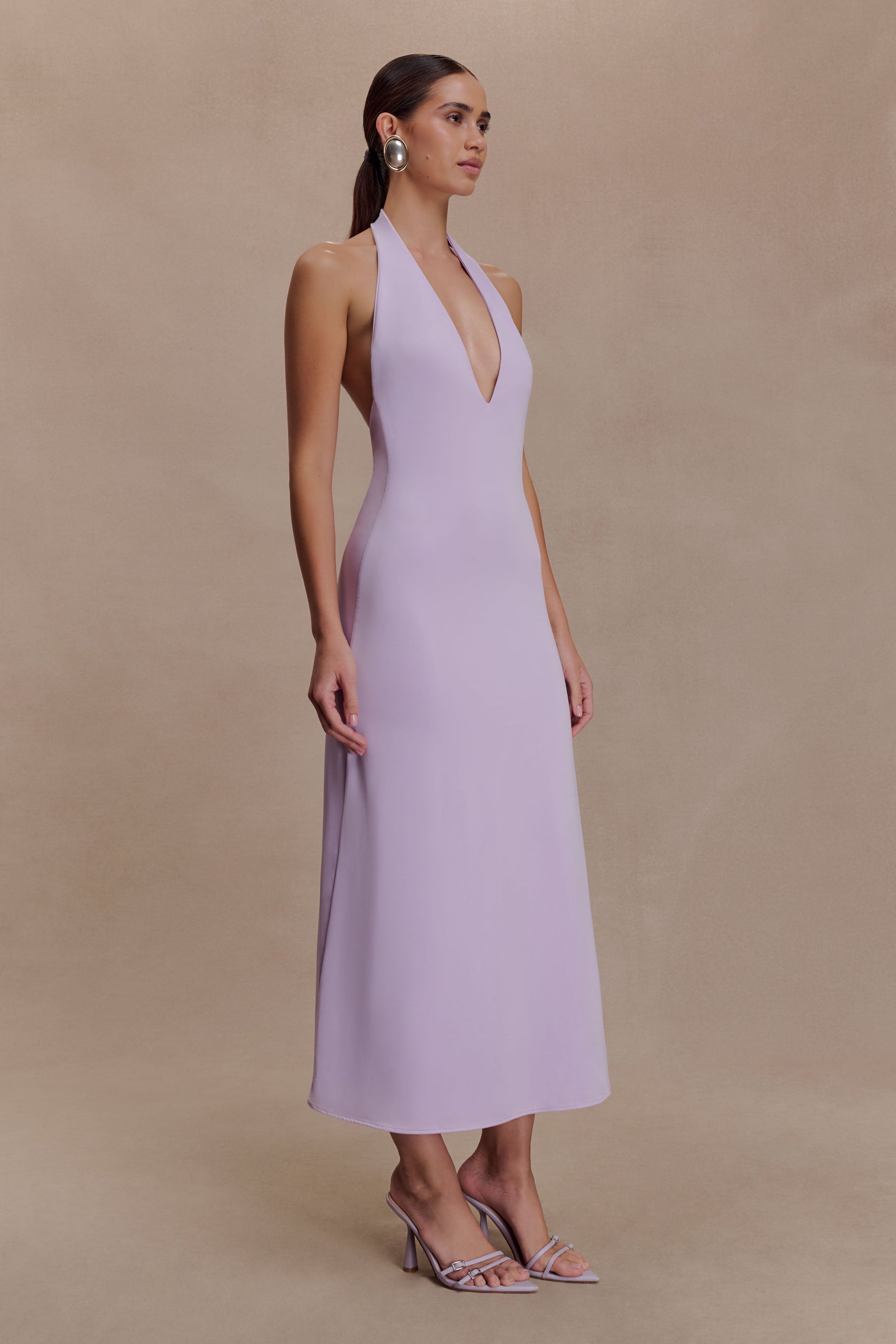 Genie Slinky Halter Midi Dress - Lilac #4