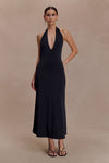 Genie Slinky Halter Midi Dress - Black