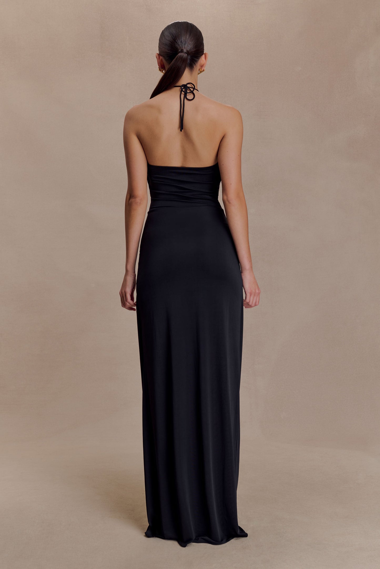 Quincy Halter Maxi Dress With Hardware - Black