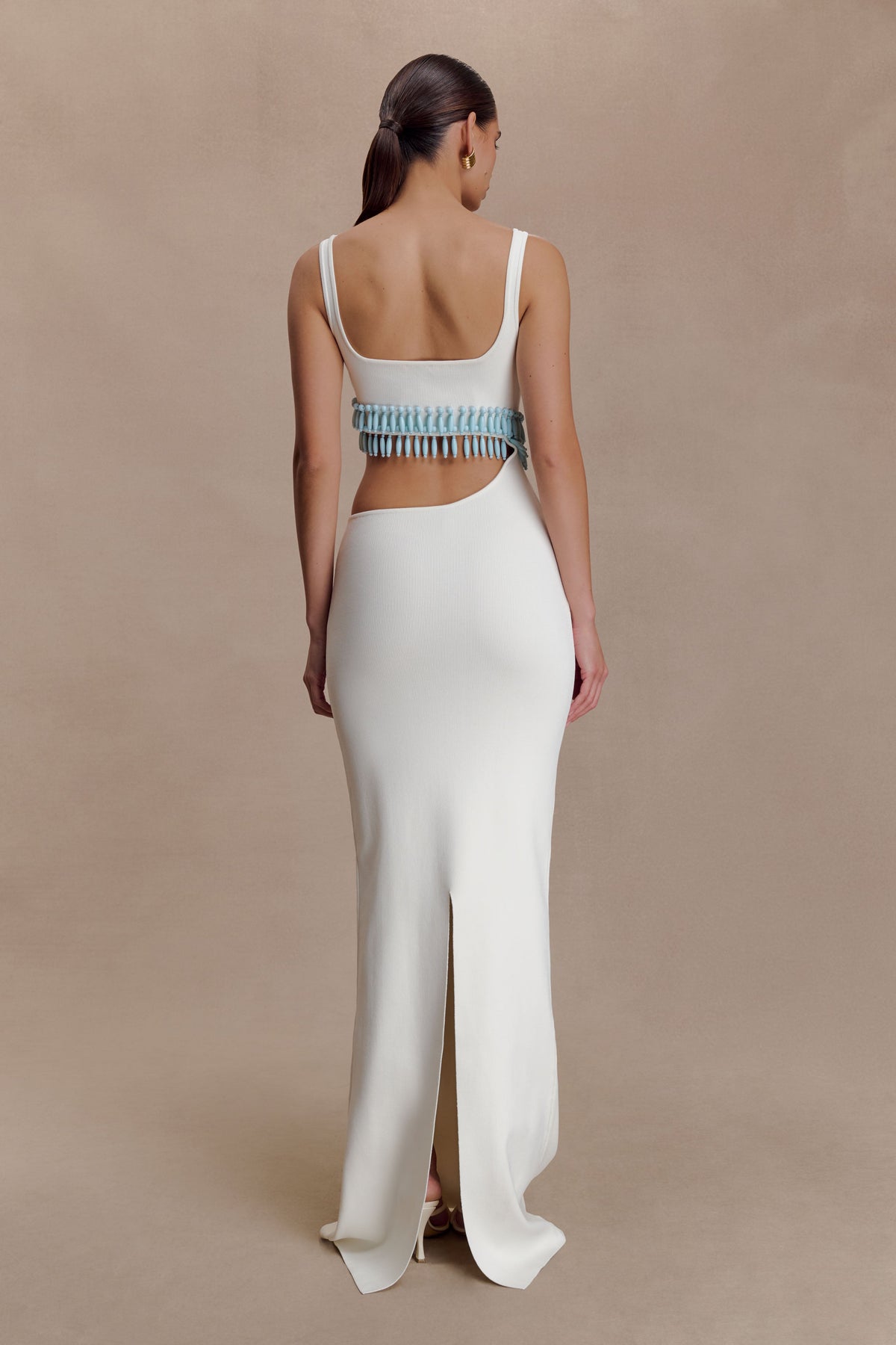 Ruvic Knit Maxi Beaded Dress - White #2
