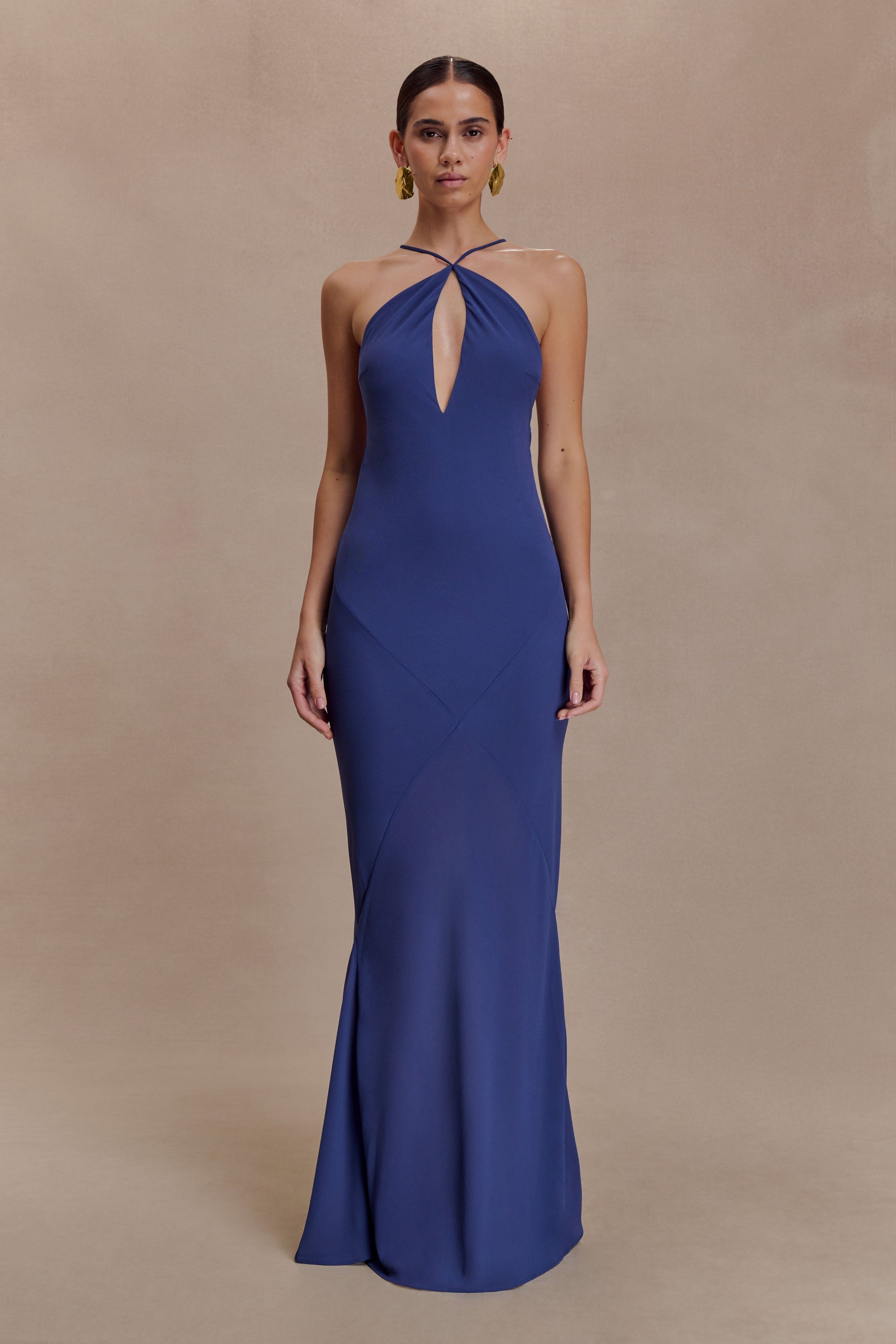 Nerea Slip Halter Maxi Dress - Purple Ink