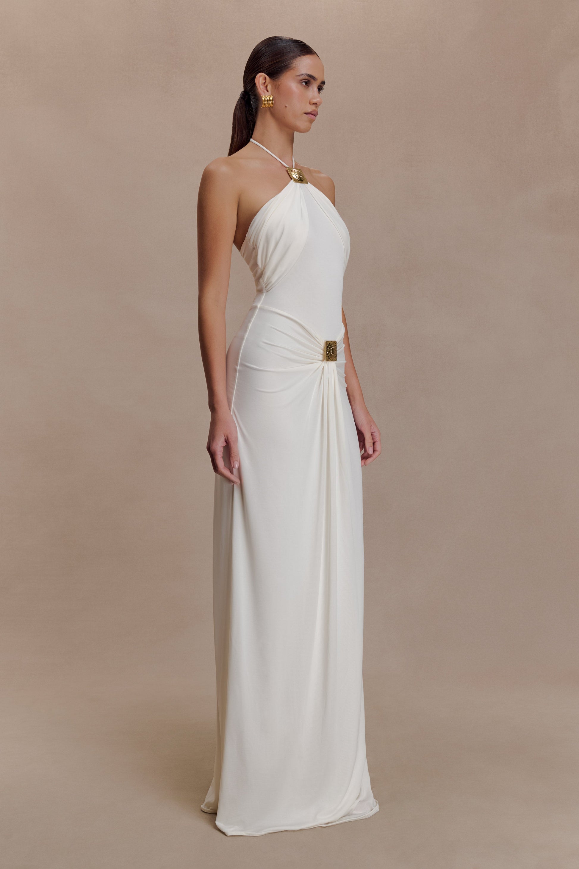 Quincy Halter Maxi Dress With Hardware - Ivory #4