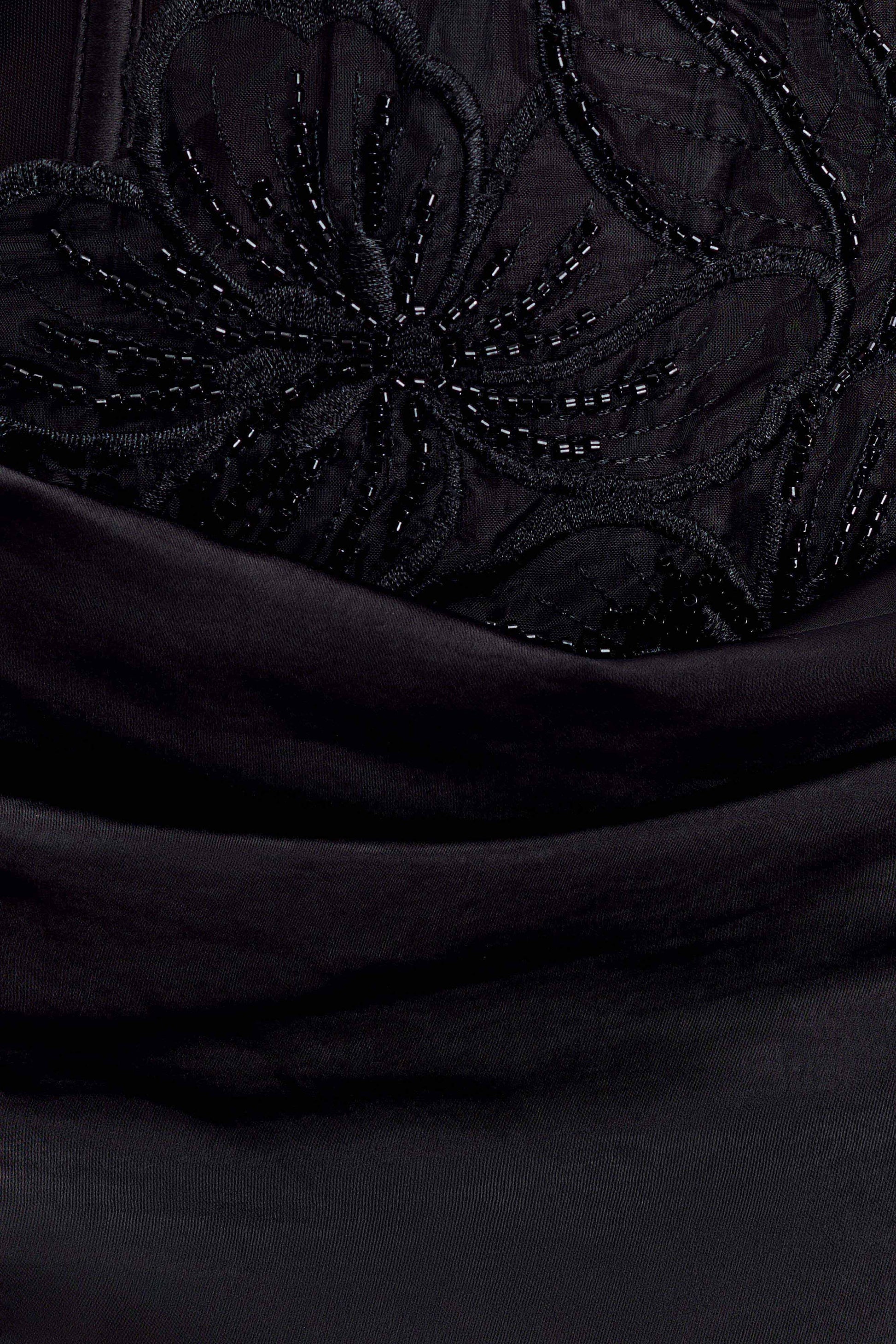 Asha Floral Mesh And Satin Maxi Dress - Black #6