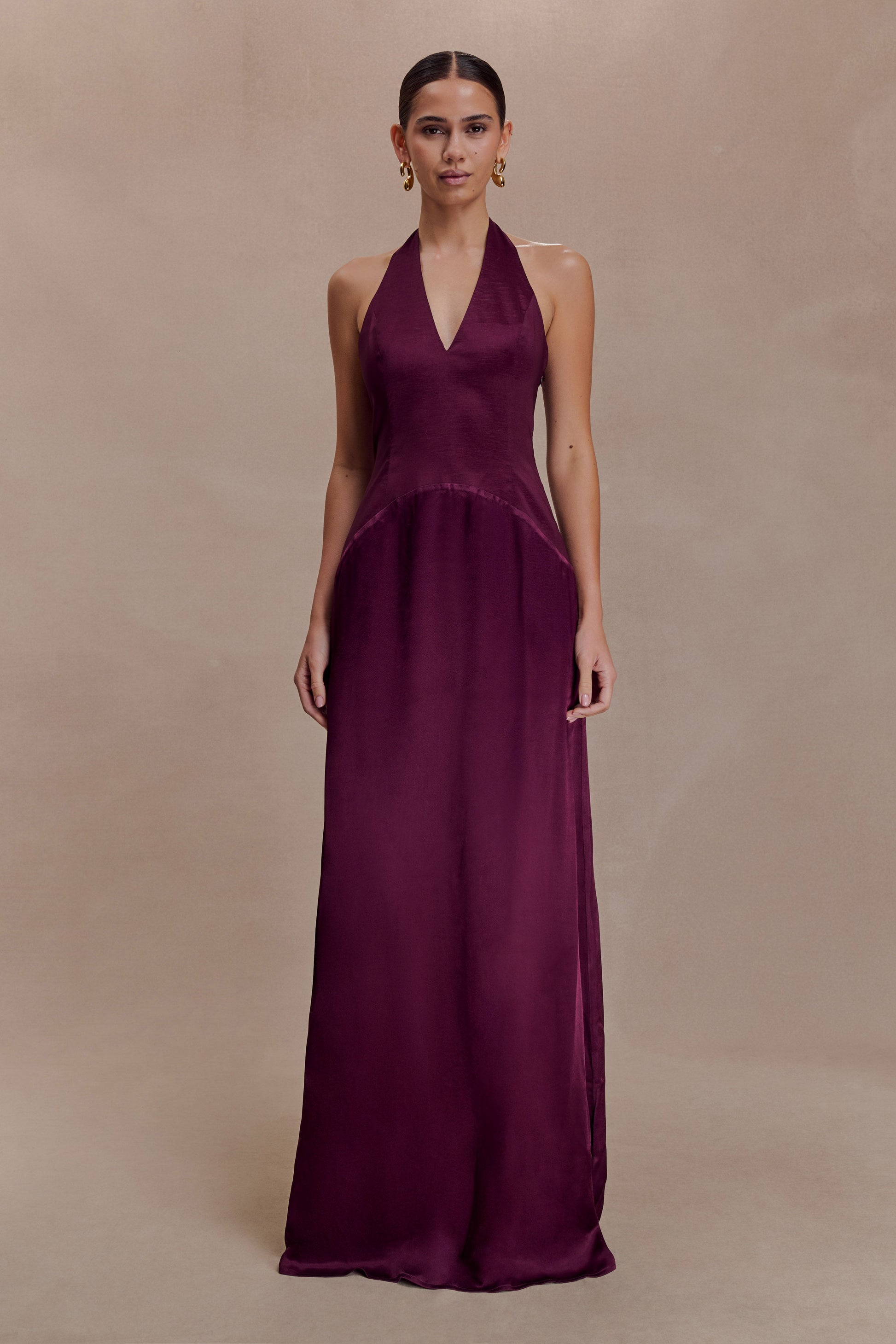 Maura Taffeta And Satin Maxi Dress - Wine