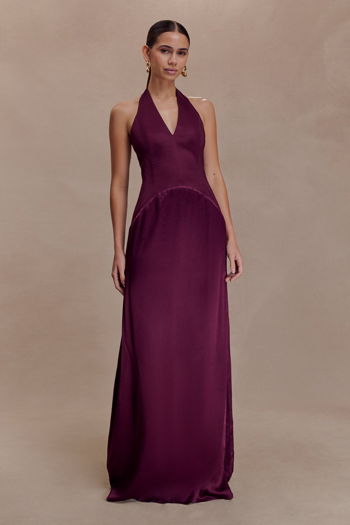 Maura Taffeta And Satin Maxi Dress - Wine