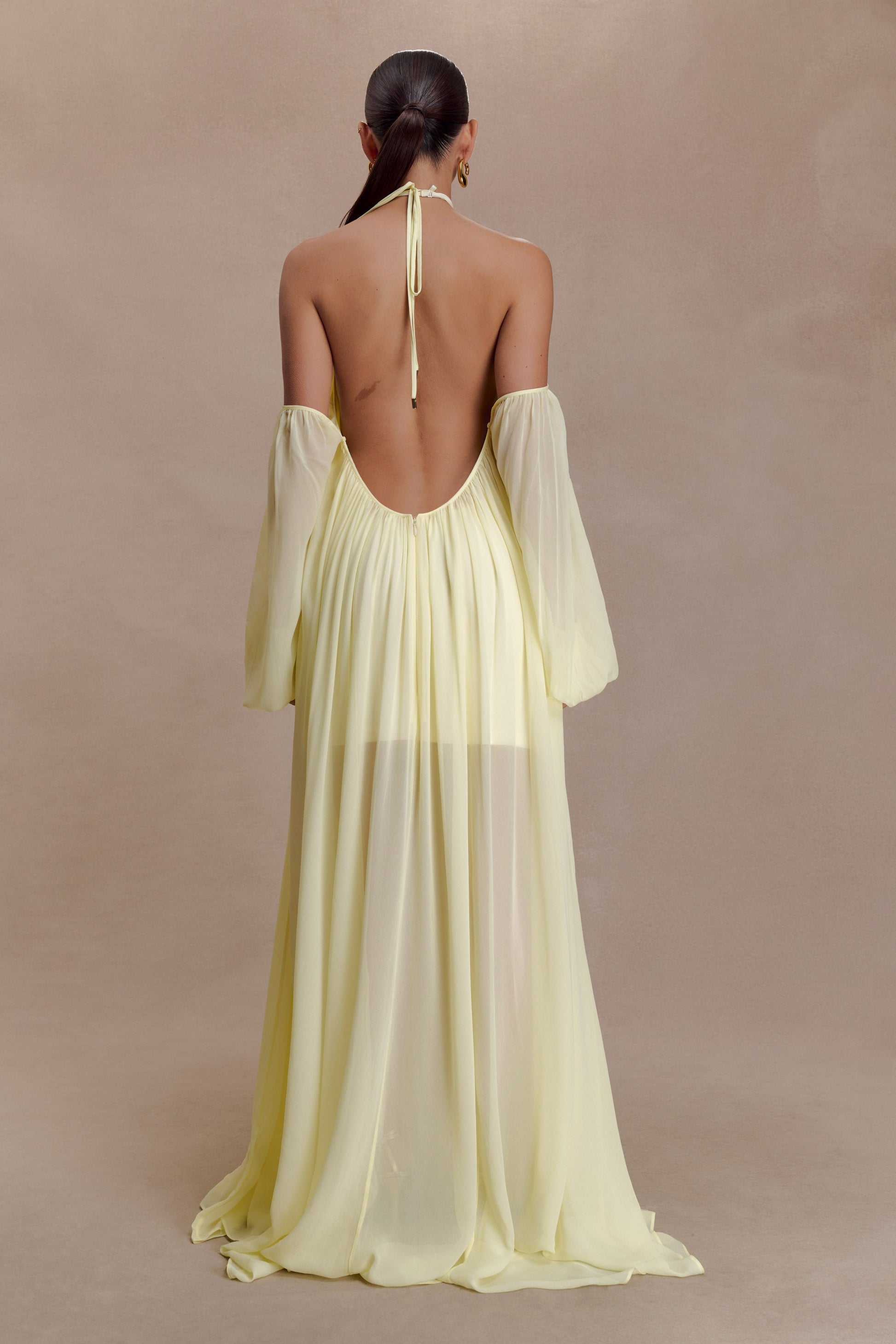 Janni Chiffon Maxi Dress With Hardware - Lemon Lime #2