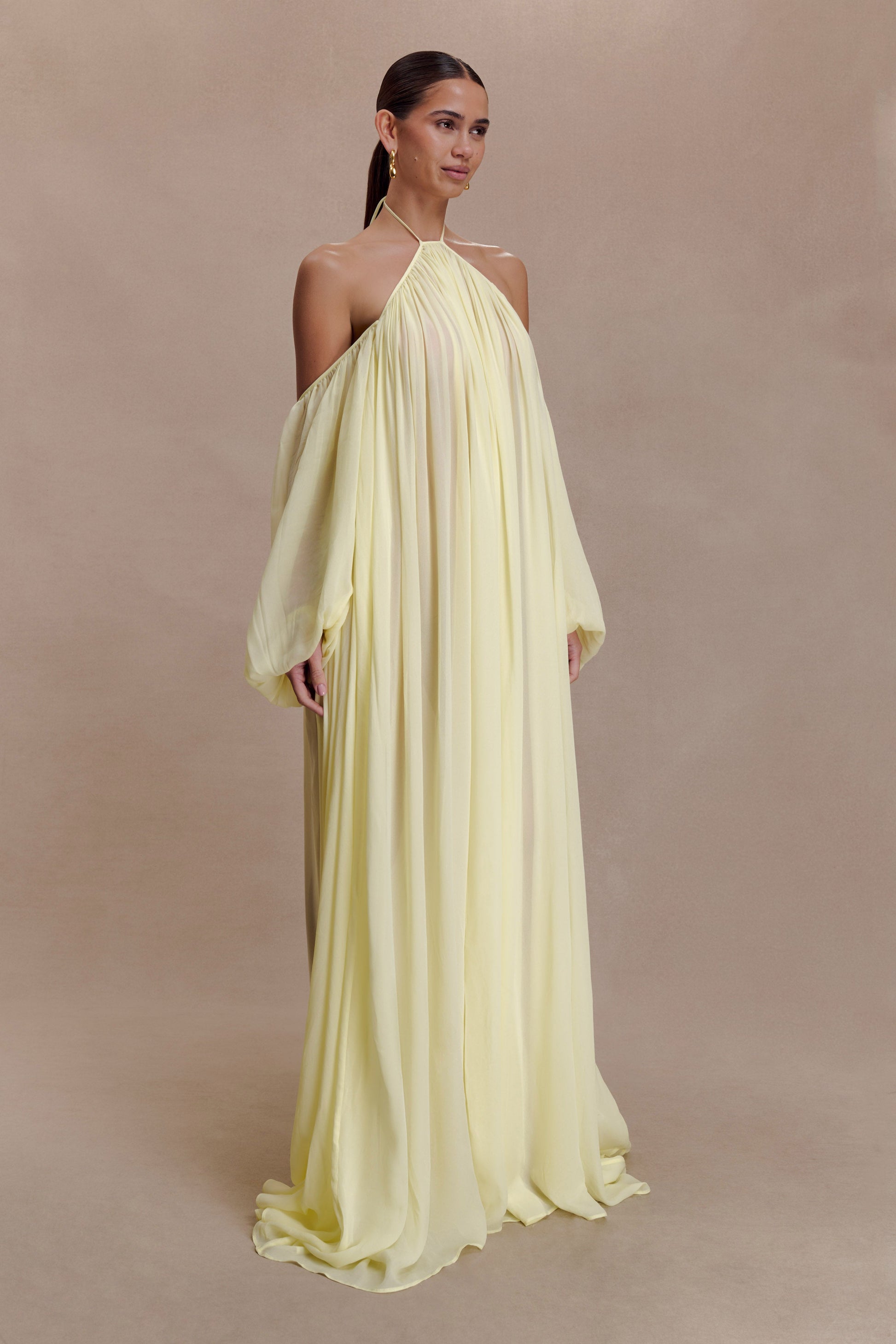 Janni Chiffon Maxi Dress With Hardware - Lemon Lime #3