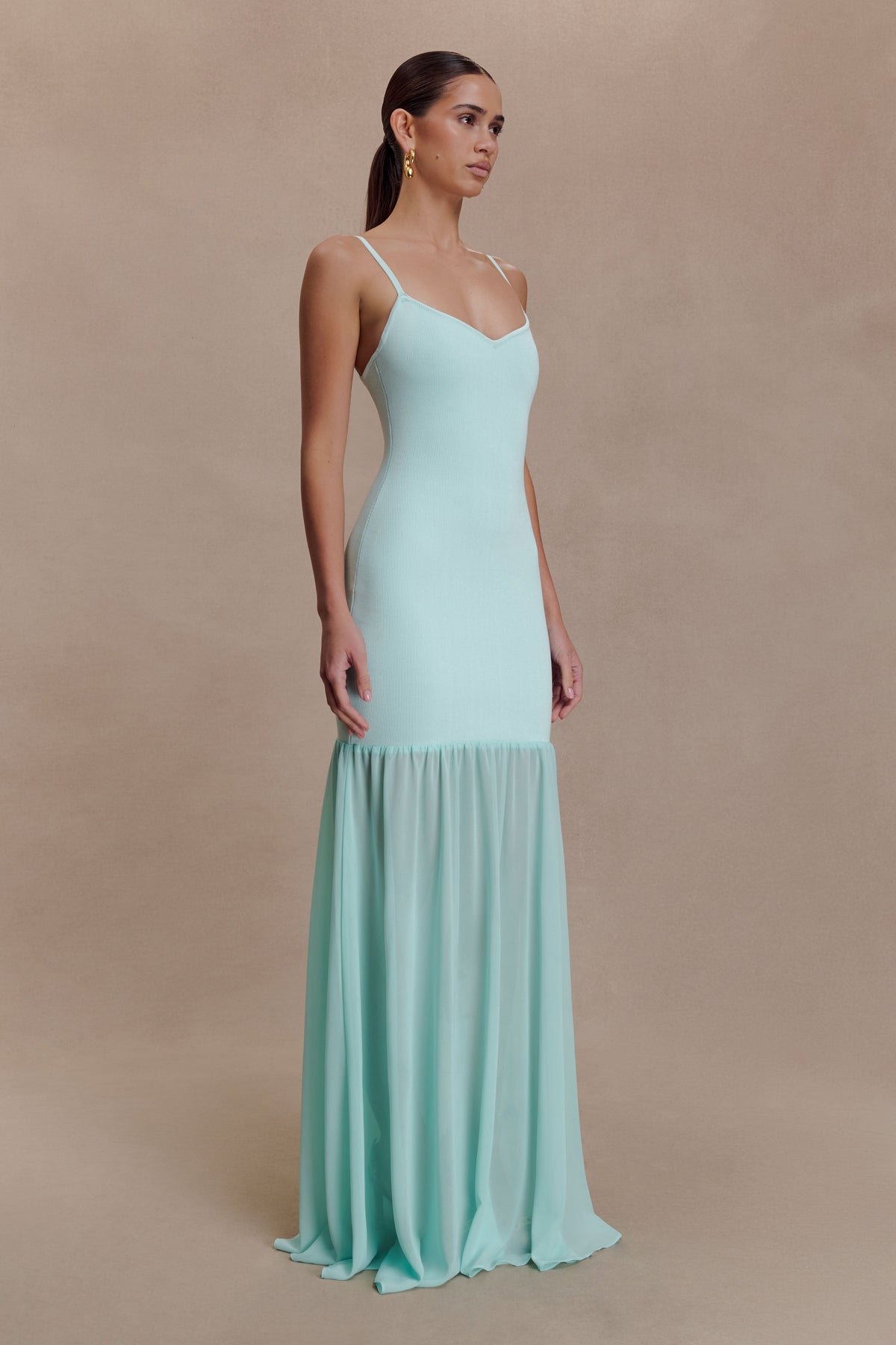 Deanne Bandage And Chiffon Knit Maxi Dress - Blue #3