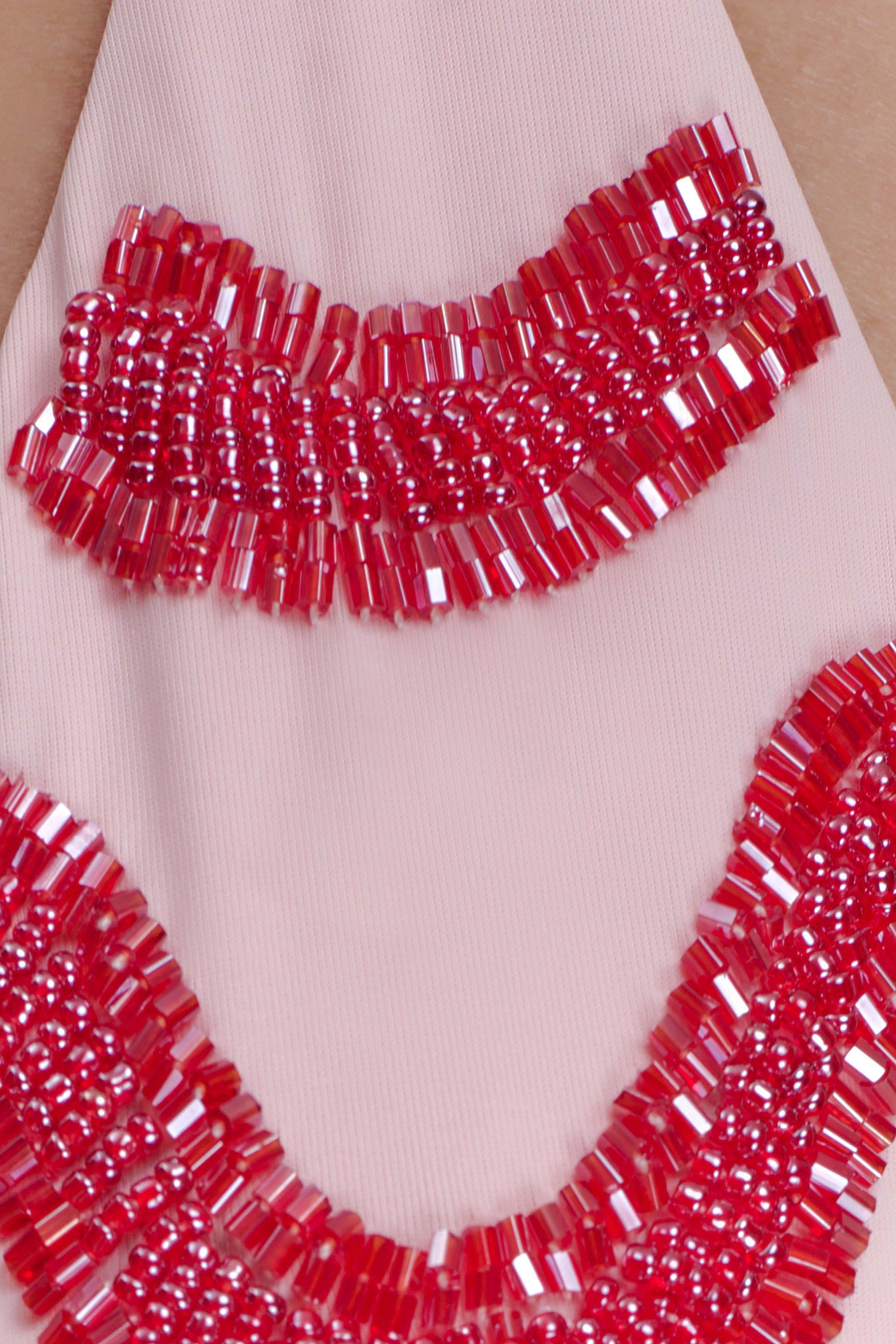 Robyn Beaded Triangle Bikini Top - Pink #8