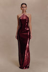 Baldwin Sequin Cut Out Maxi Dress - Mahogany