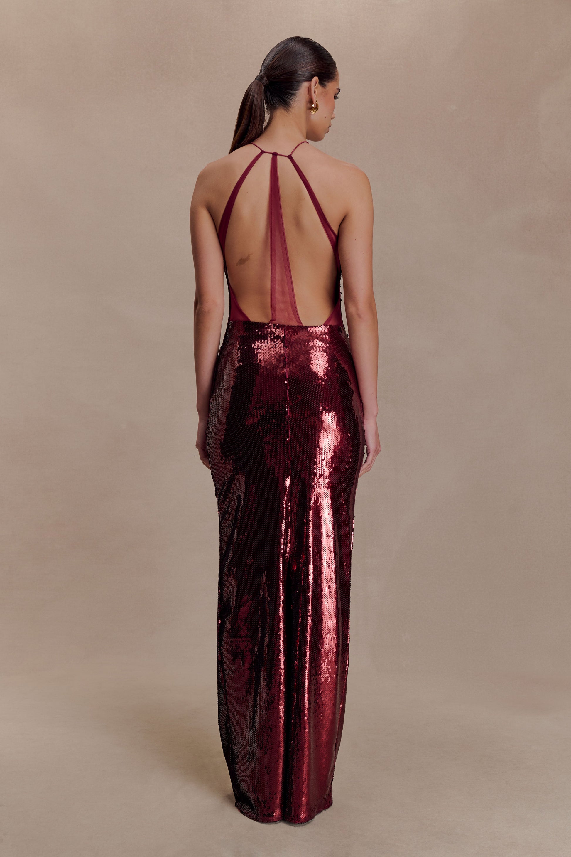 Baldwin Sequin Cut Out Maxi Dress - Mahogany #4