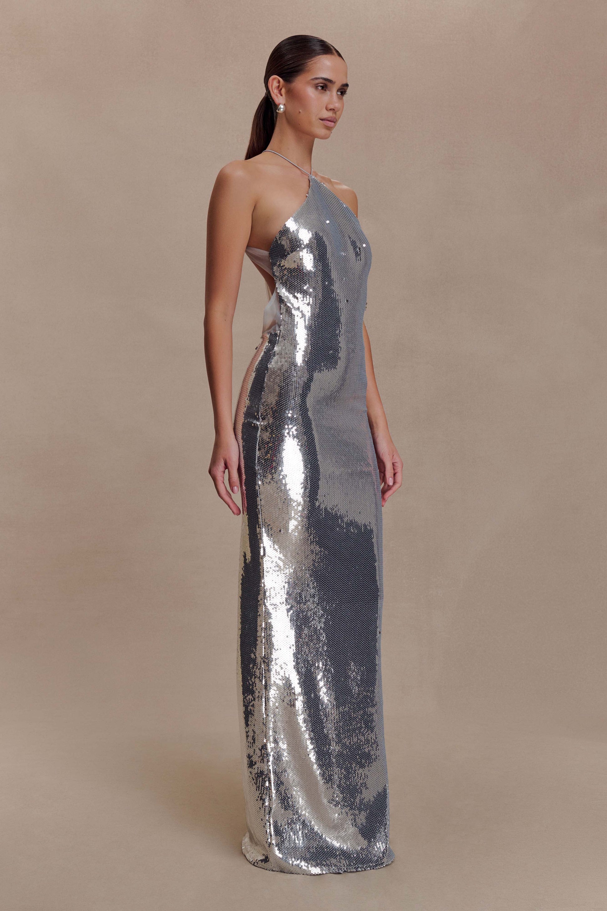 Baldwin Sequin Cut Out Maxi Dress - Silver #8