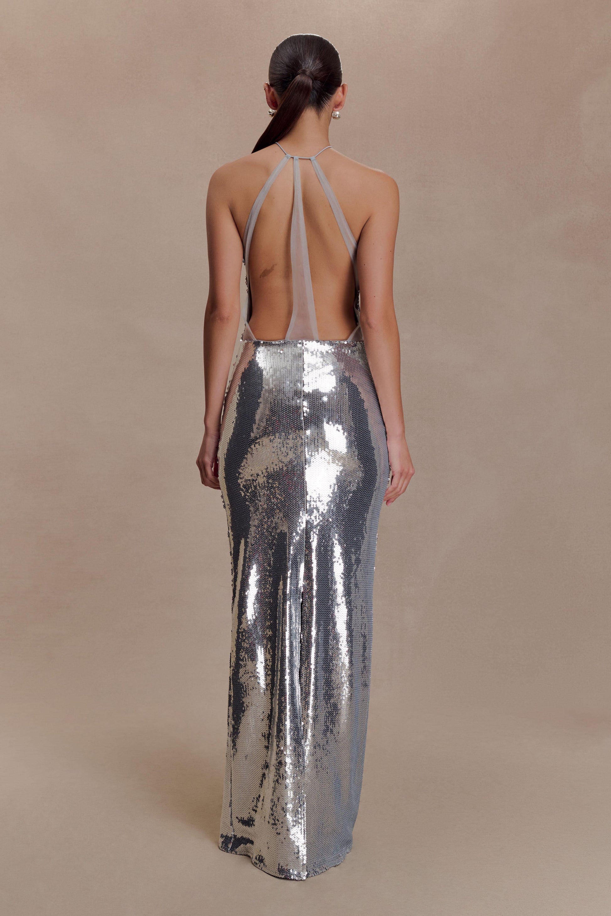 Baldwin Sequin Cut Out Maxi Dress - Silver #7