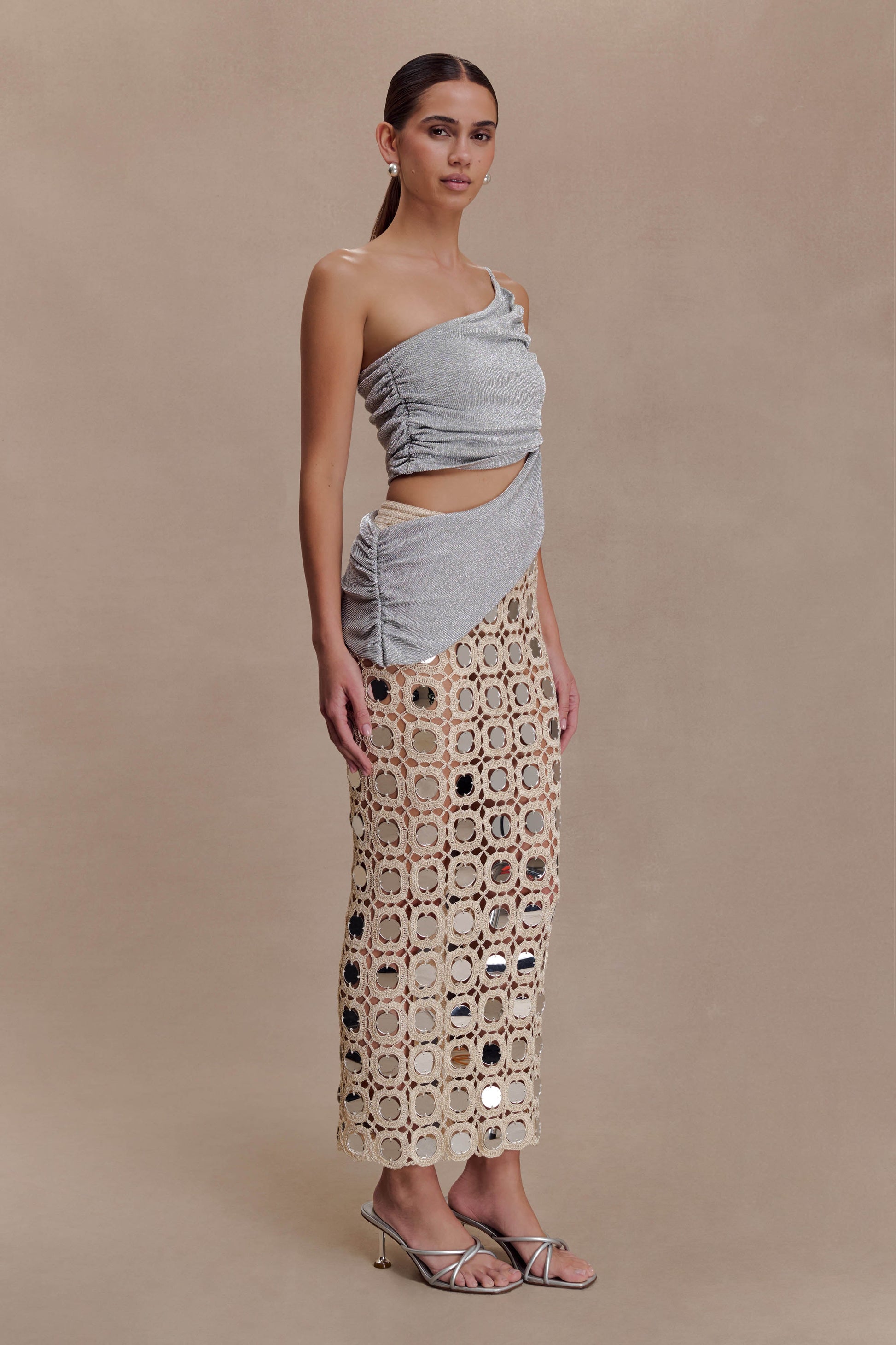 Corah Lurex Drape Knit Top - Silver #5