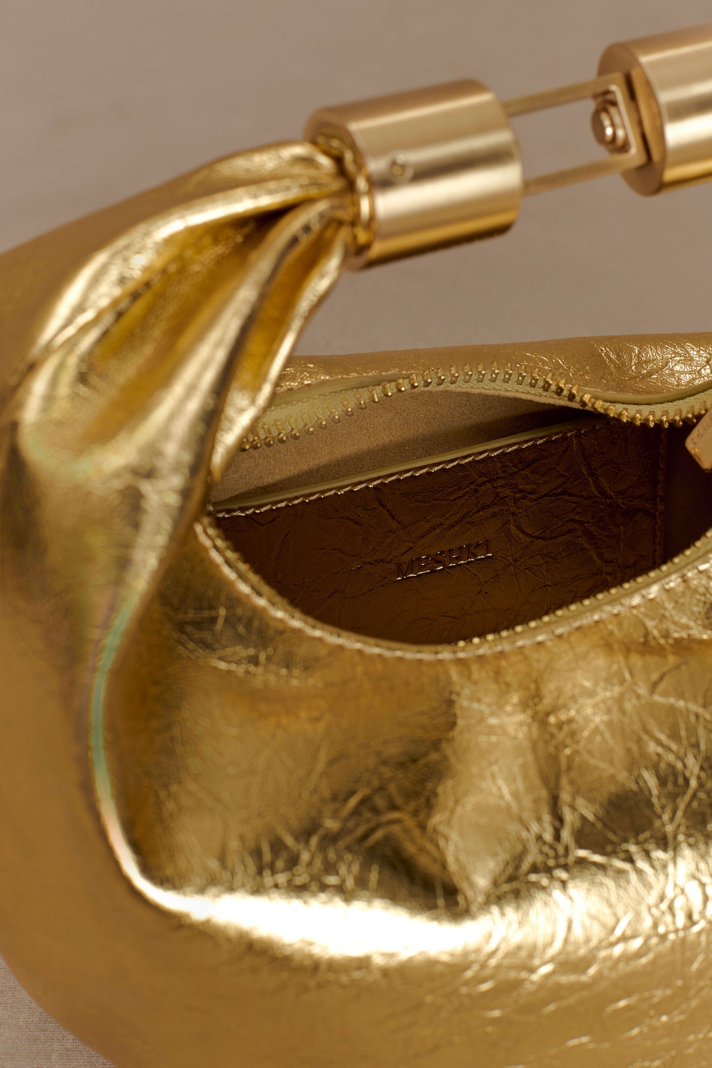 Bristol Mini Croissant Leather Bag - Gold