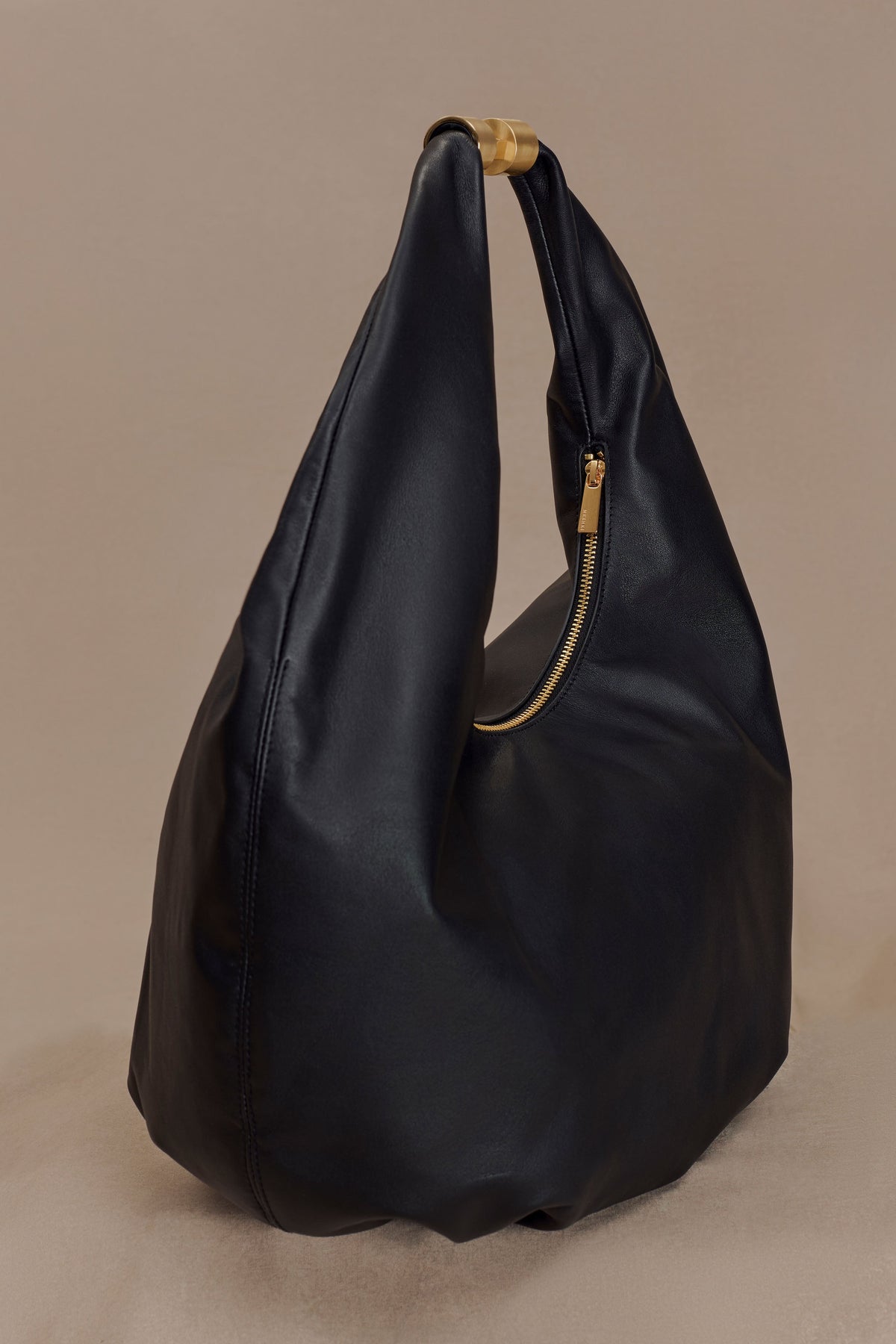 Bristol Croissant Leather Shoulder Bag - Black #7