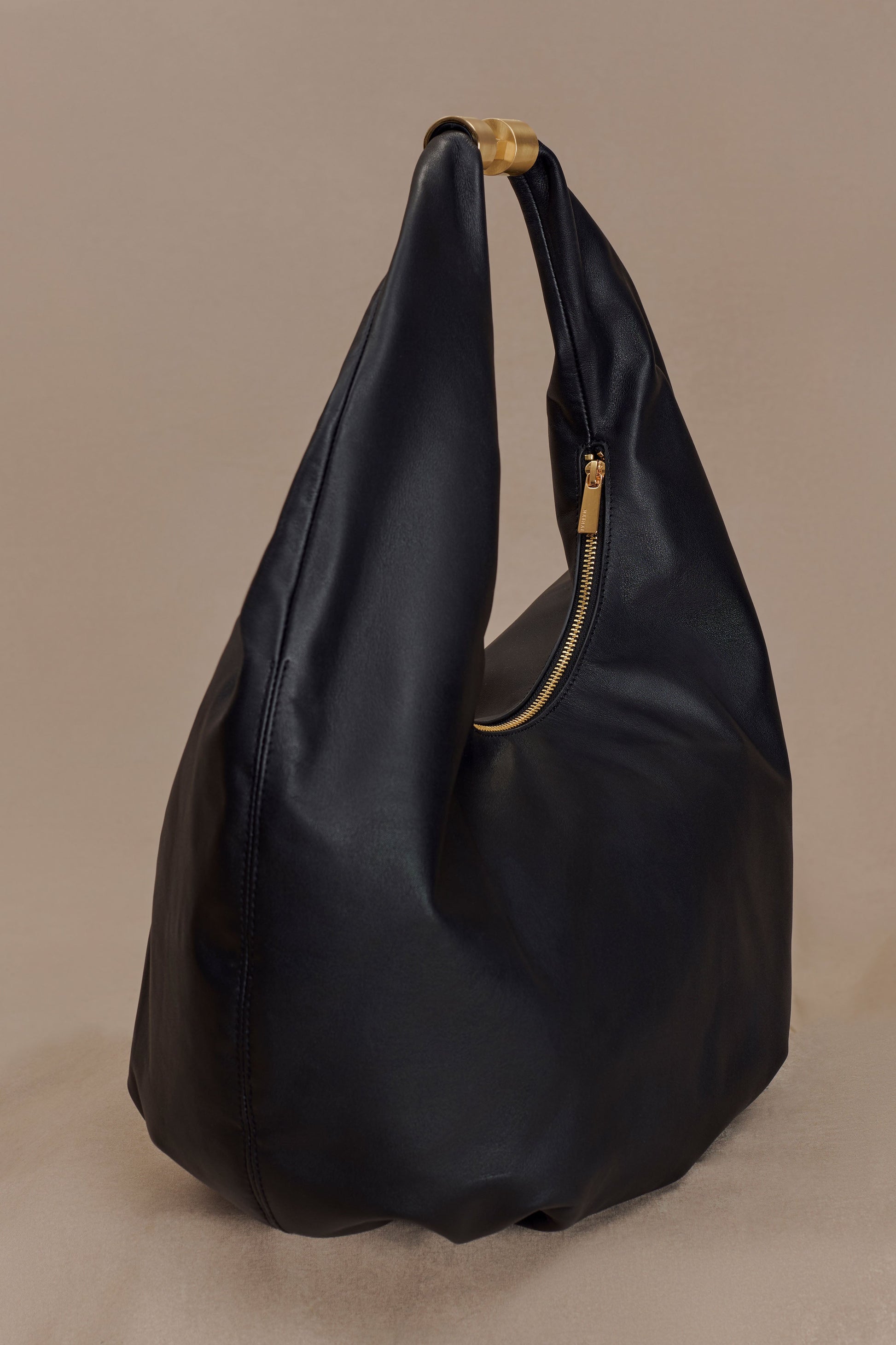 Bristol Large Croissant Leather Shoulder Bag - Black #7