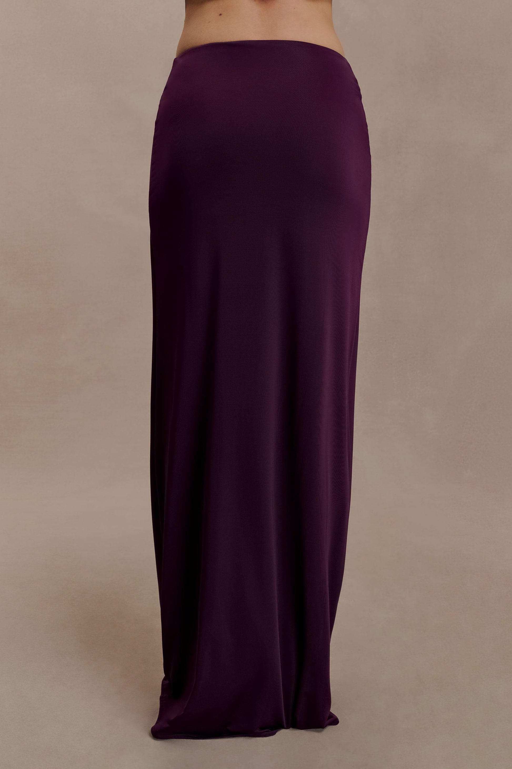 Erina Slinky Ruched Maxi Skirt With Hardware - Aubergine #5