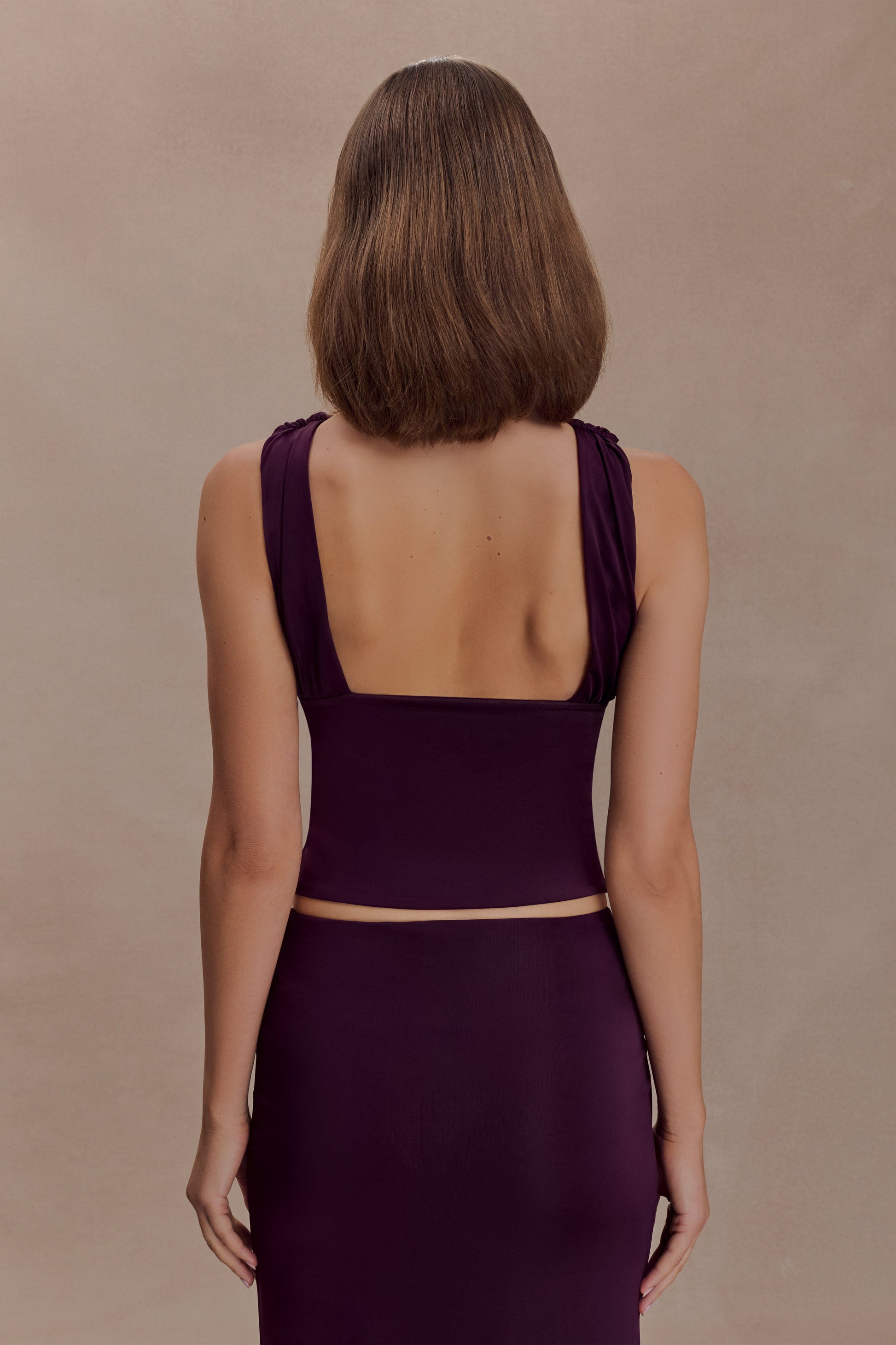 Erina Slinky Open Back Top - Aubergine #2