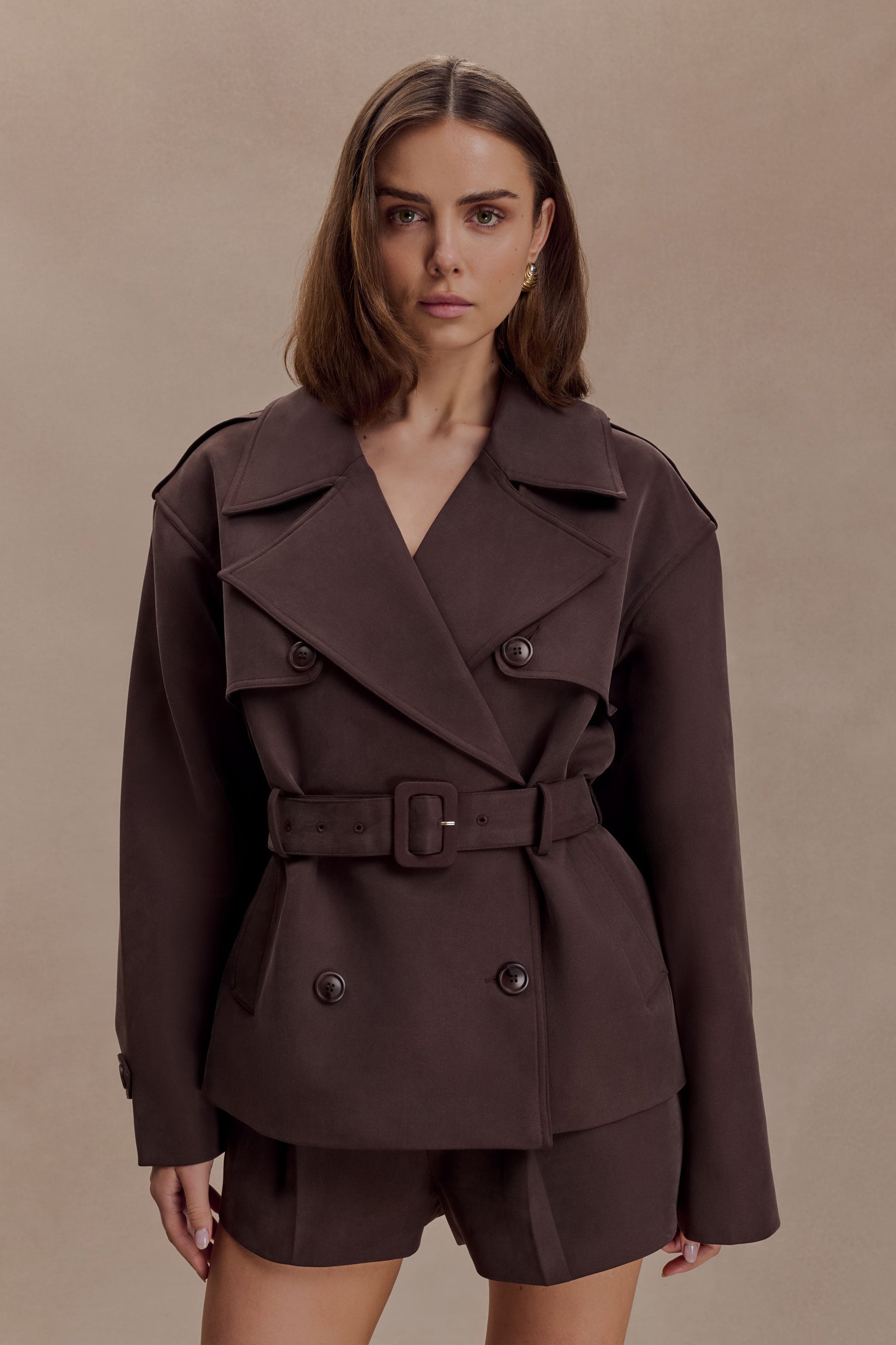 Alden Short Trench Jacket - Chocolate #2