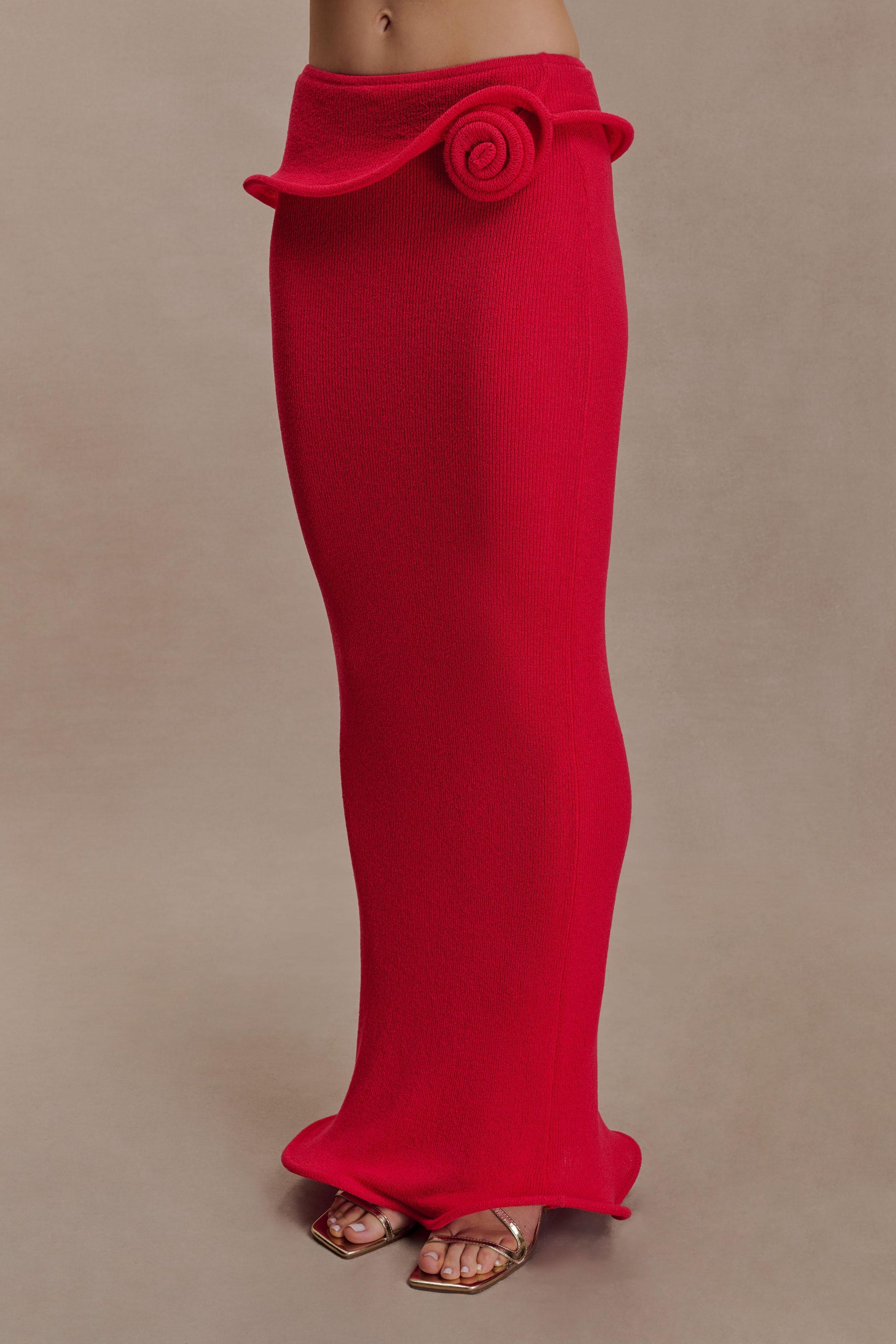 Samira Knit Wired Maxi Skirt - Red #4