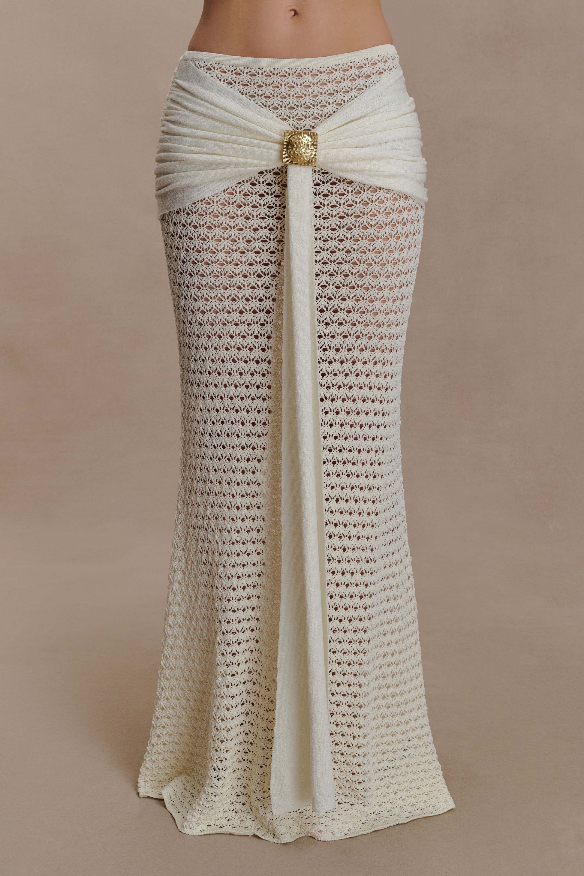 Mania Crochet Maxi Skirt With Hardware - Ivory #7