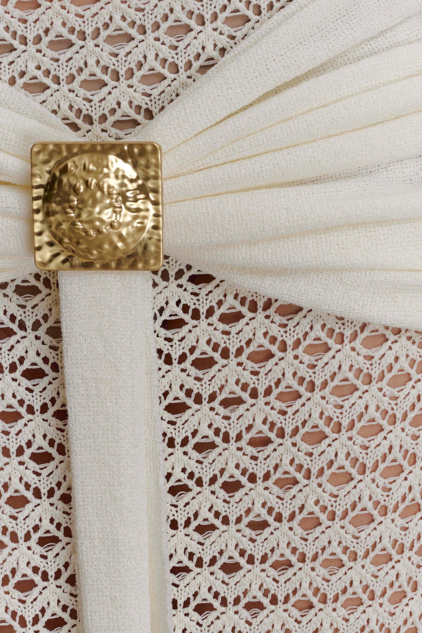 Mania Crochet Maxi Skirt With Hardware - Ivory