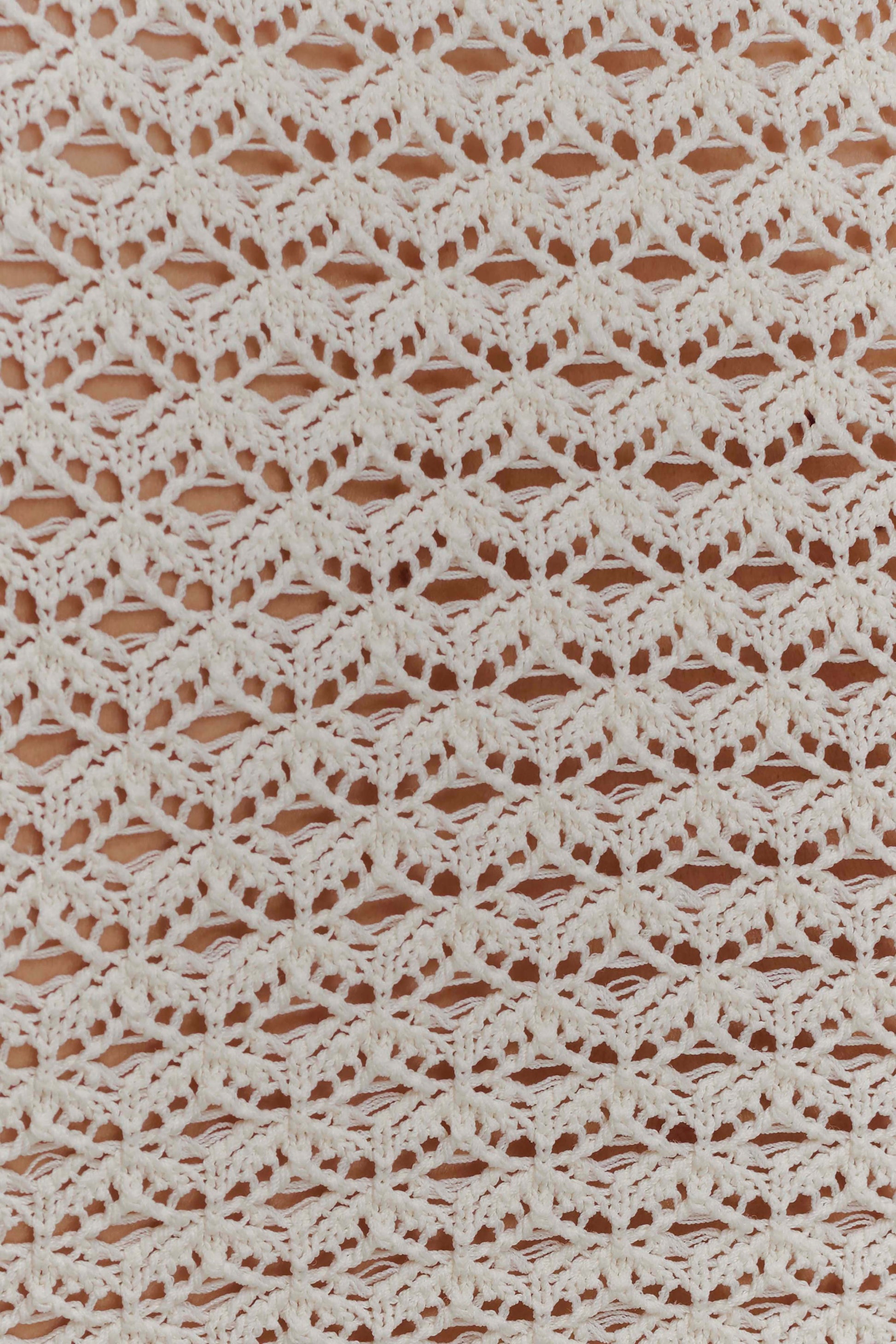 Mania Crochet Long Sleeve Cropped Top - Ivory #6