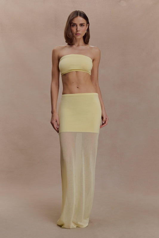 Tanyel Sheer And Bandage Knit Maxi Skirt - Lemon