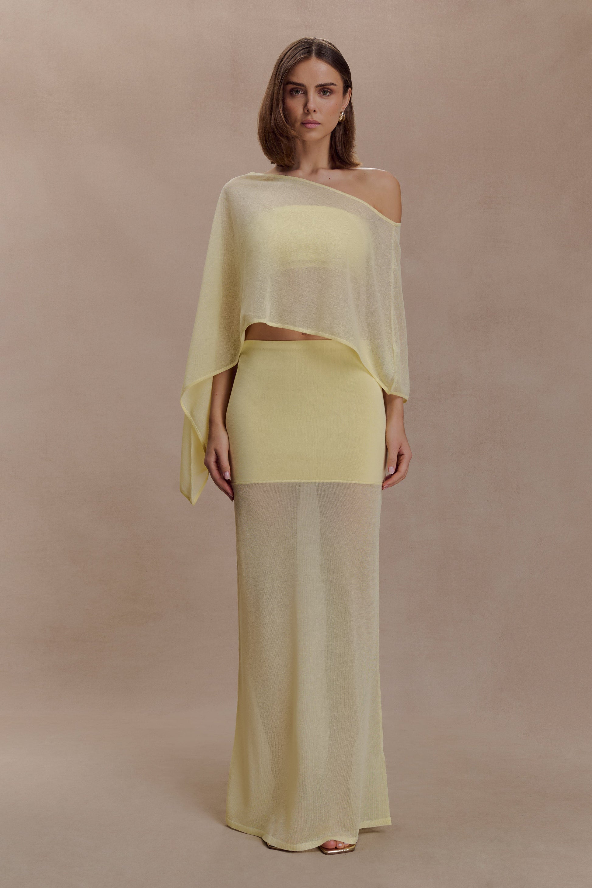 Tanyel Sheer And Bandage Knit Maxi Skirt - Lemon #3