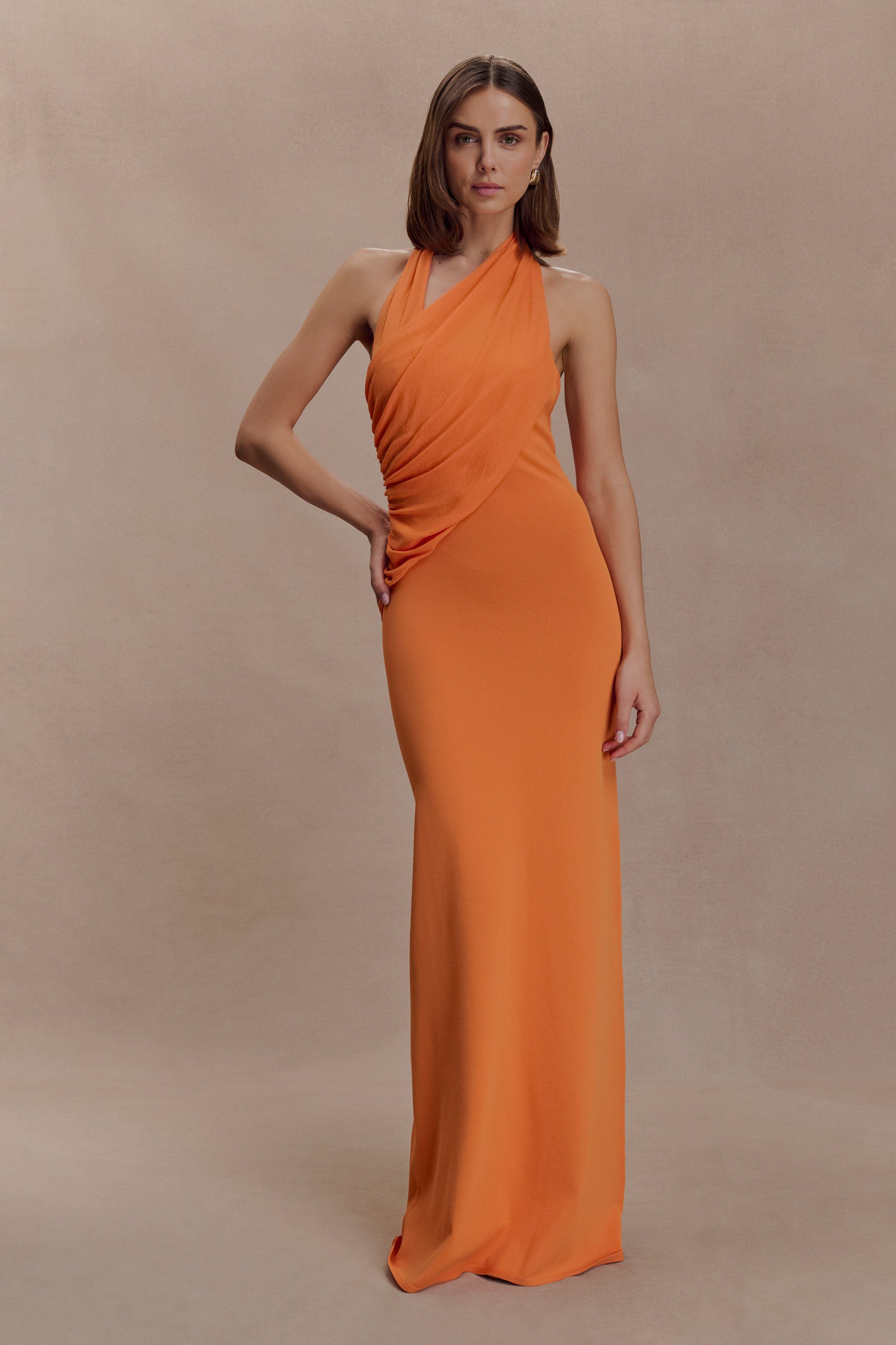 Elma Halter Knit Maxi Dress - Orange #4