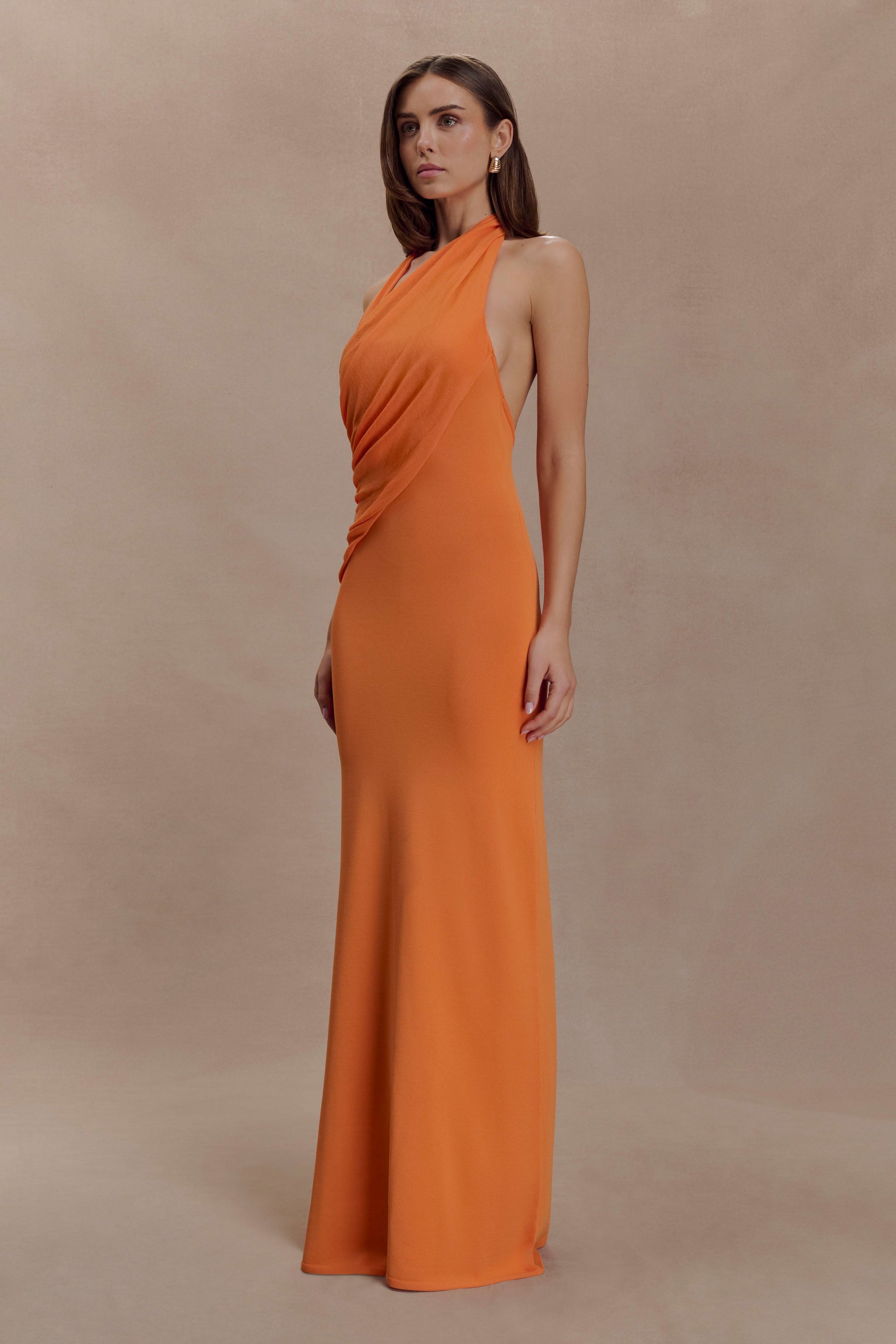 Elma Halter Knit Maxi Dress - Orange #3
