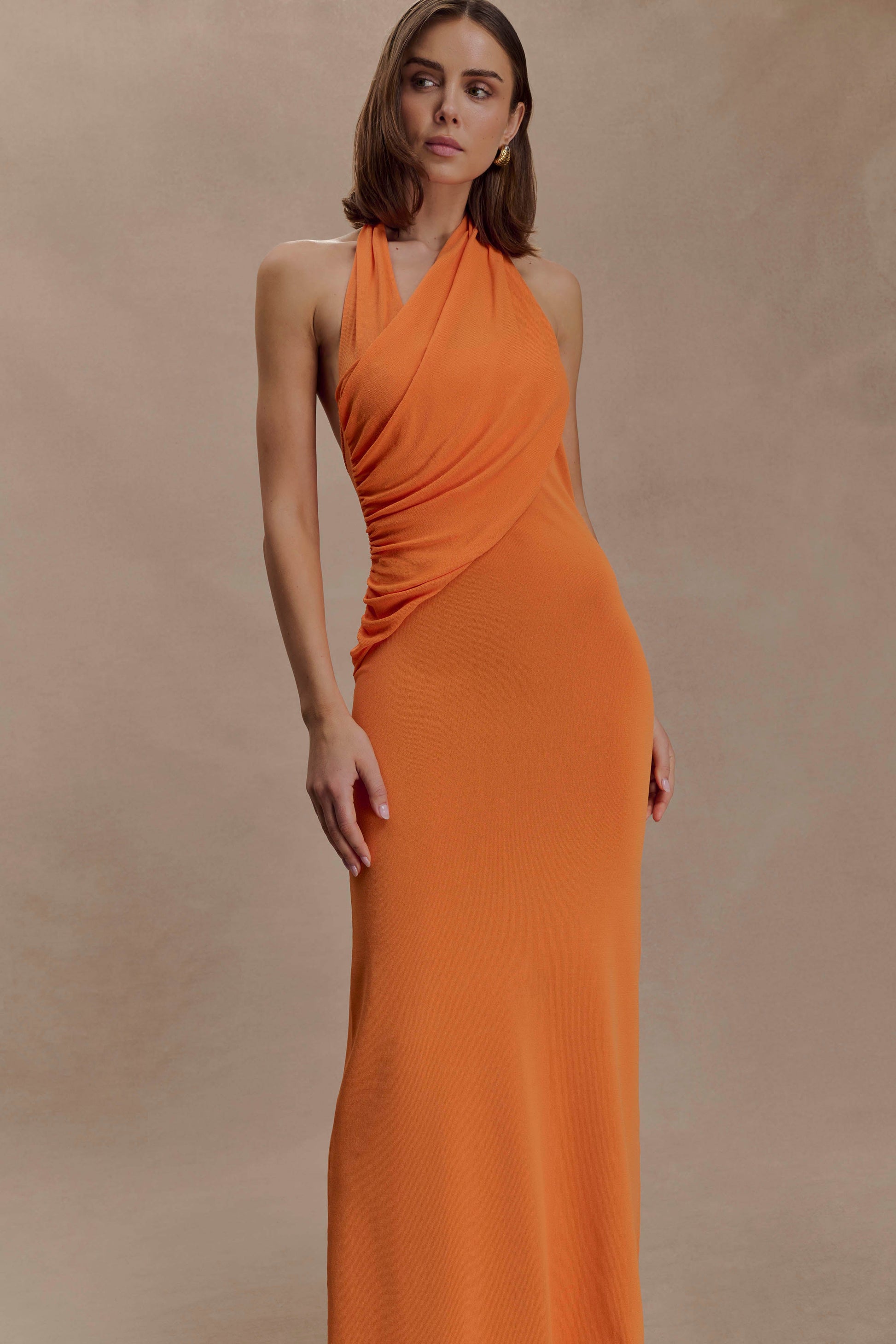 Elma Halter Knit Maxi Dress - Orange #6
