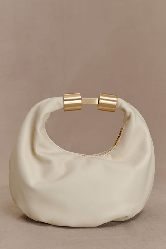 Bristol Mini Croissant Leather Bag - Ivory