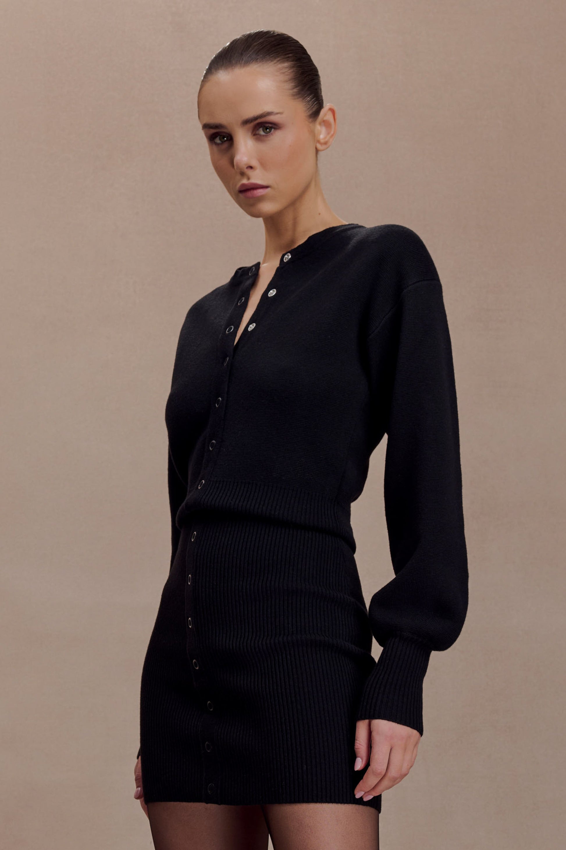 Xaden Wool Mix Knit Mini Dress - Black #4