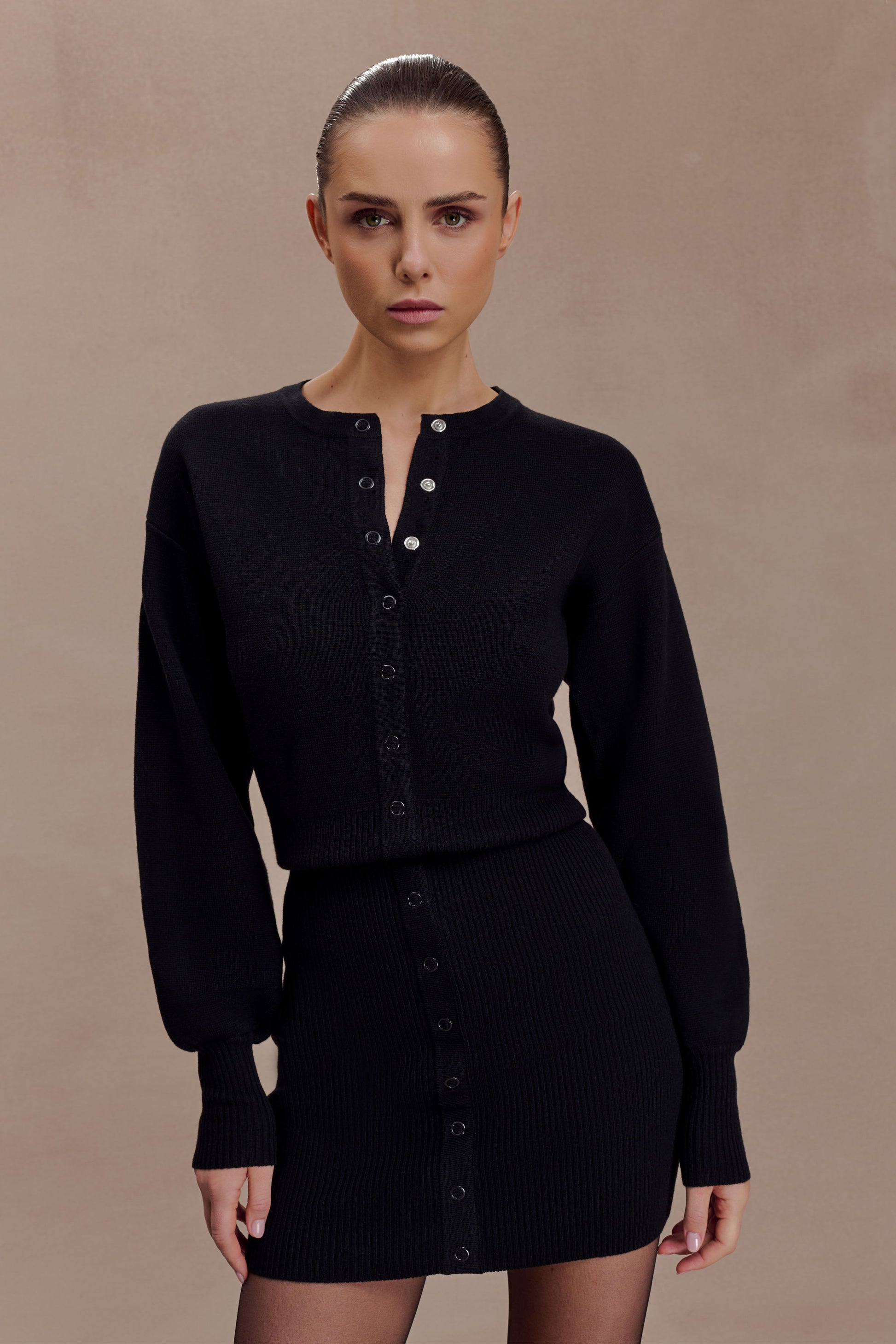 Xaden Wool Mix Knit Mini Dress - Black #7