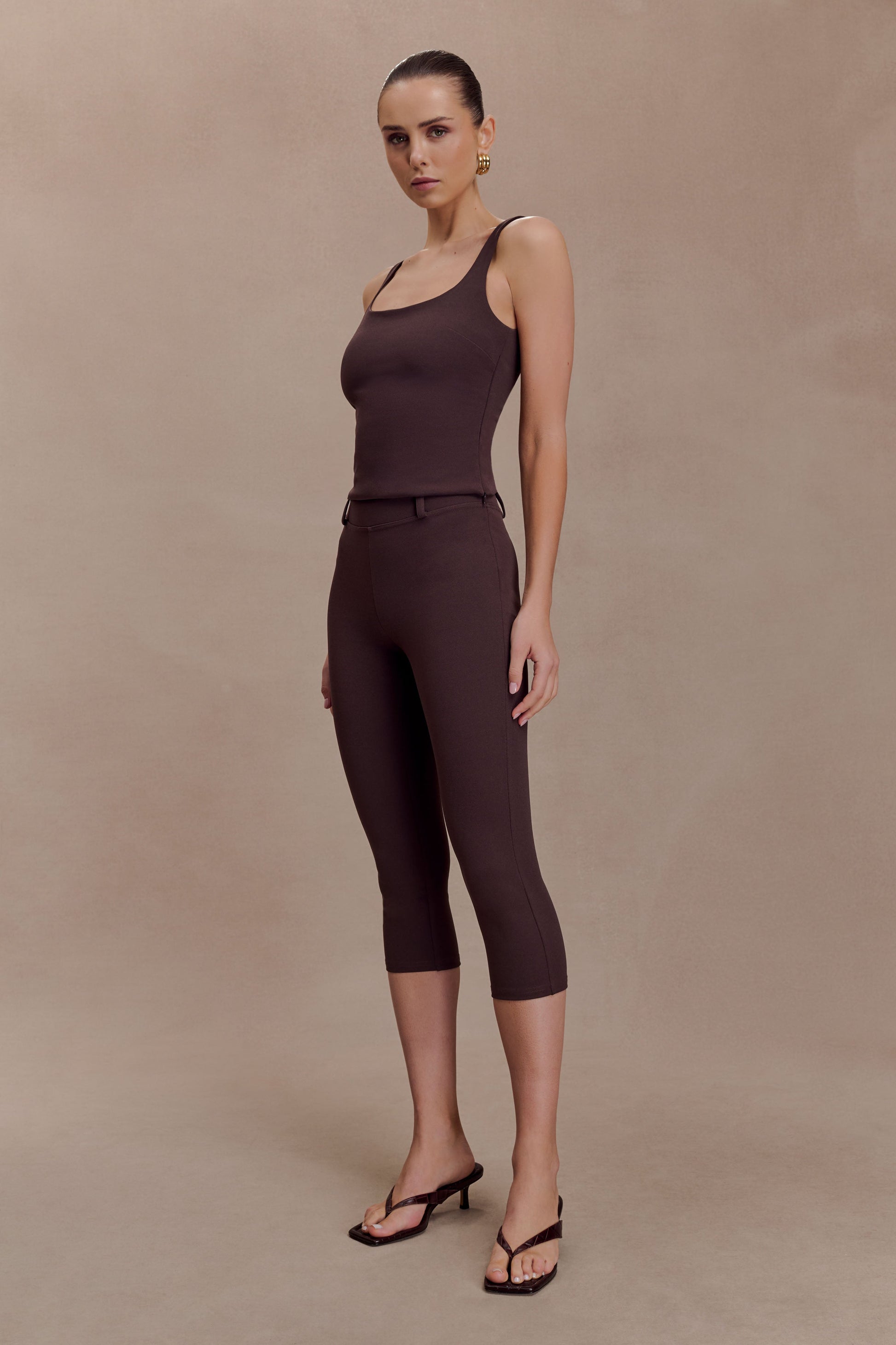 Blanca Stretch Crepe Capri Pants - Chocolate #2