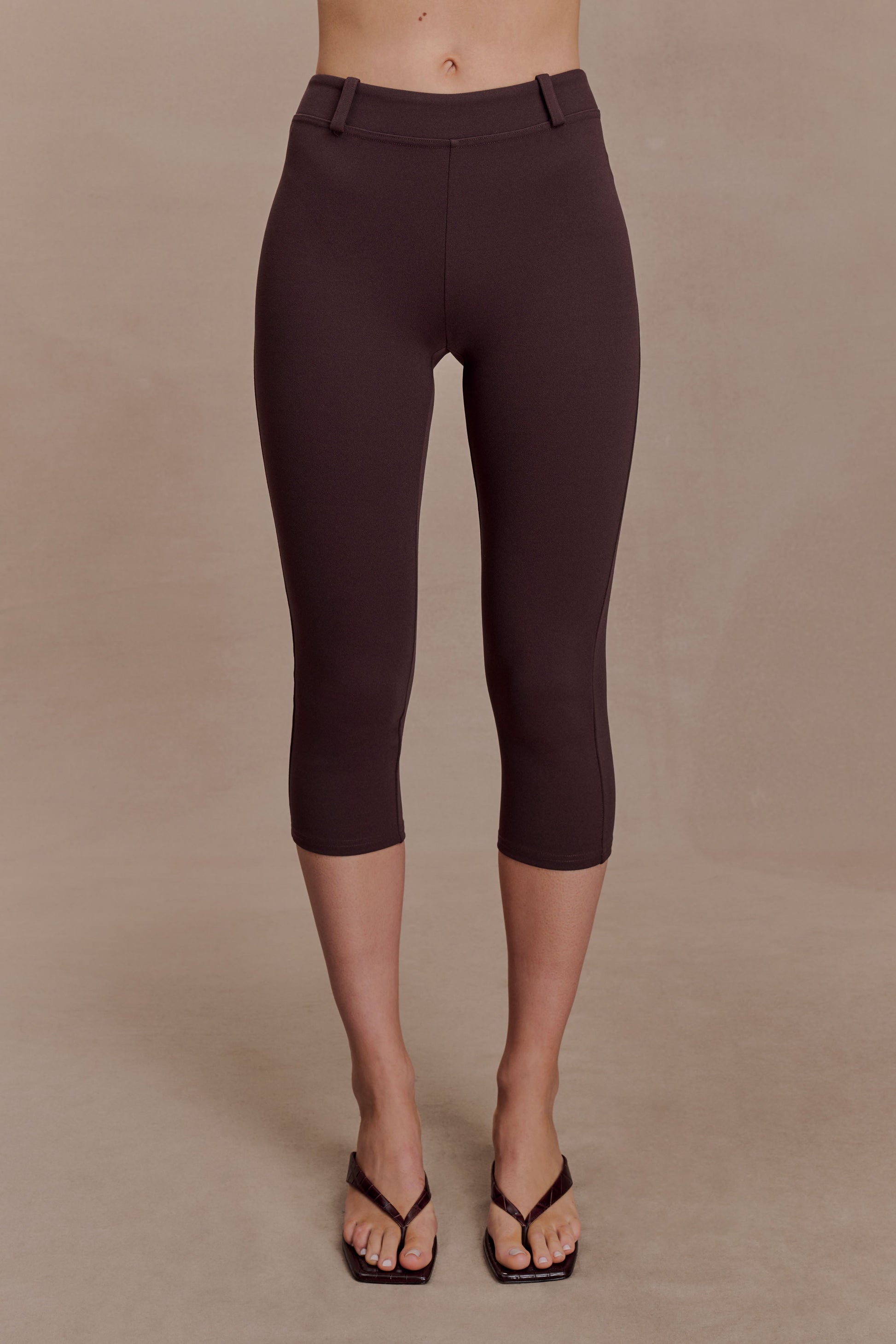 Blanca Stretch Crepe Capri Pants - Chocolate #6