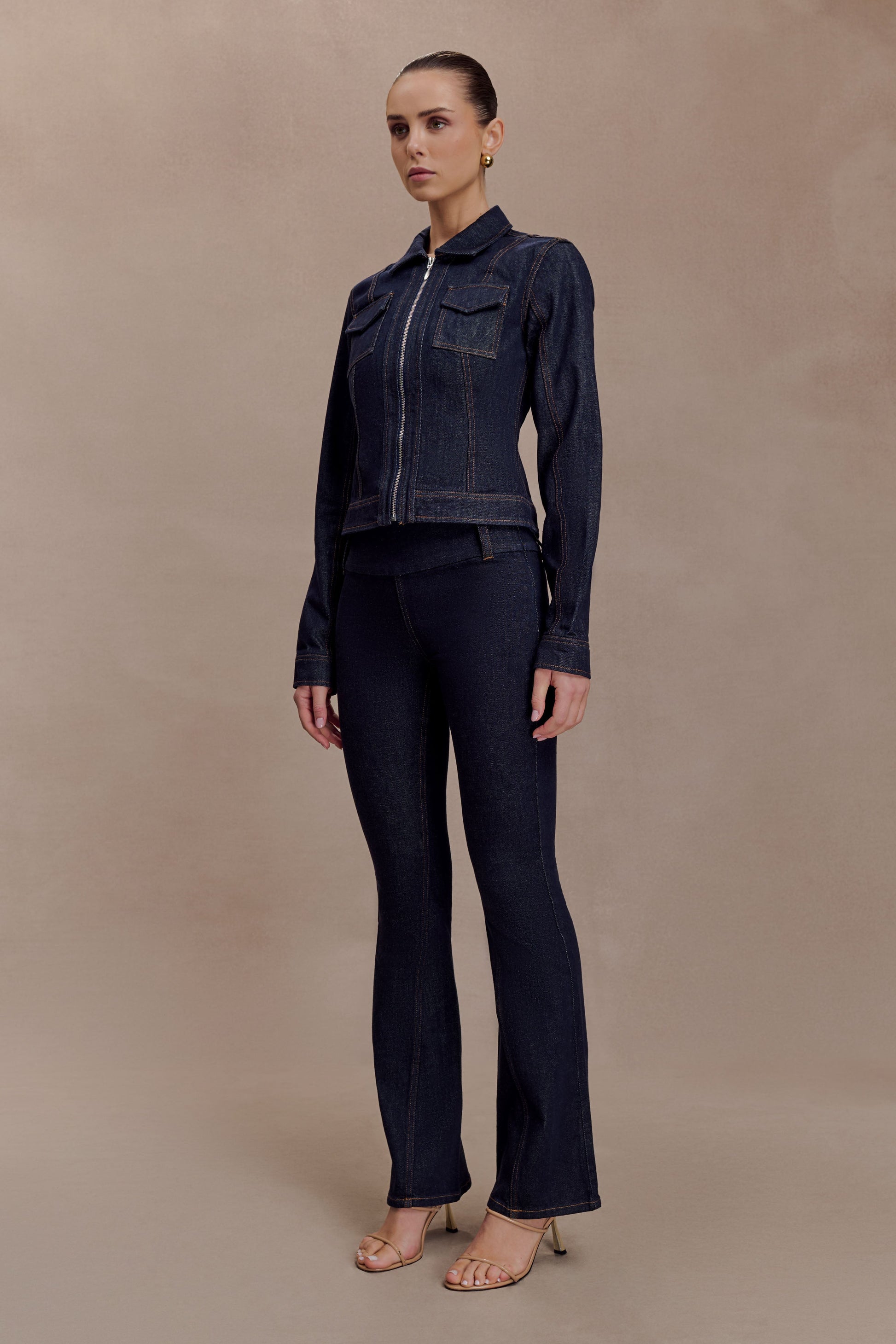 Cierra Cinched Jacket Top - Washed Indigo Blue #4