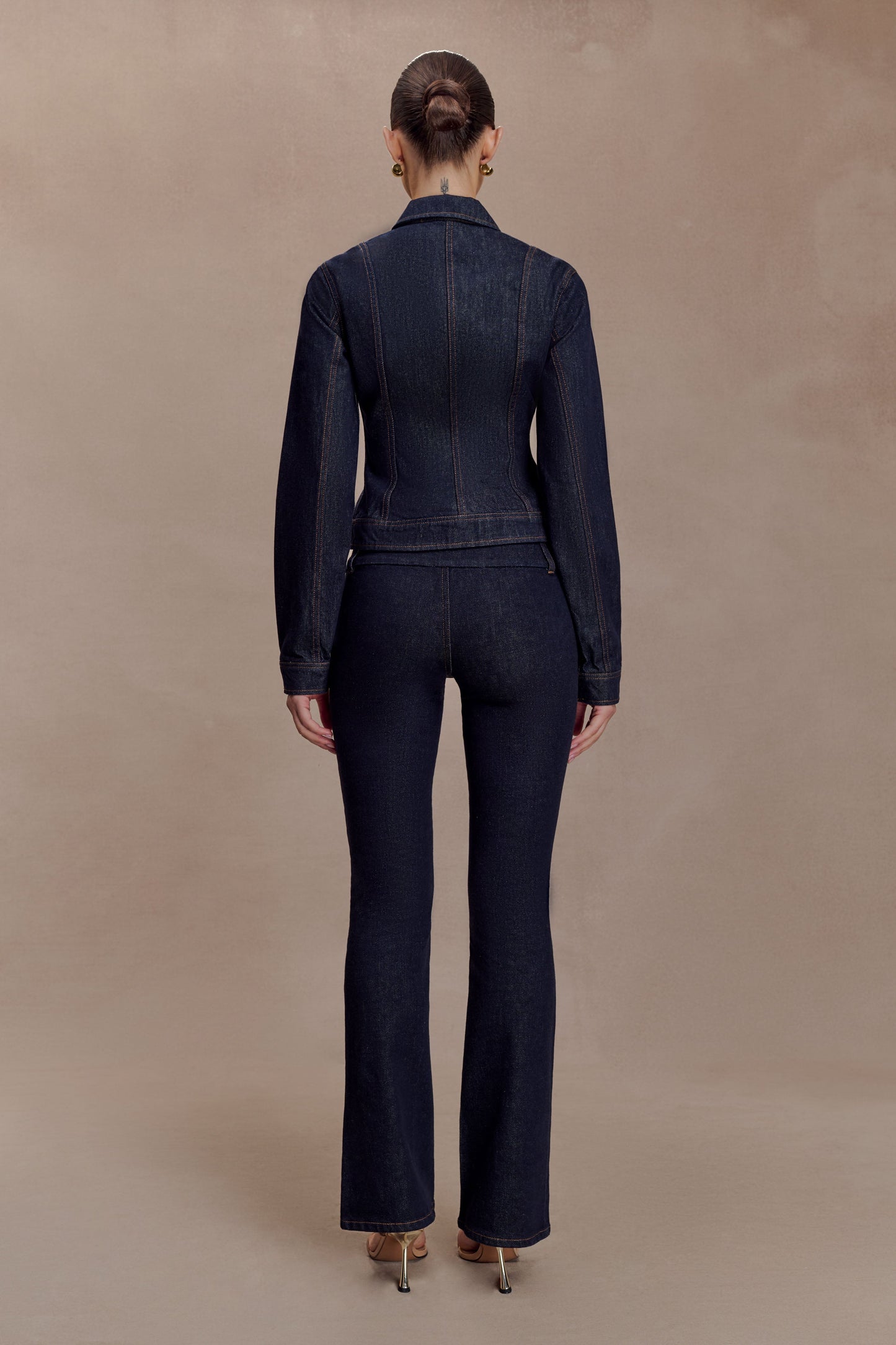 Shelly Flared Denim Jeans - Washed Indigo Blue